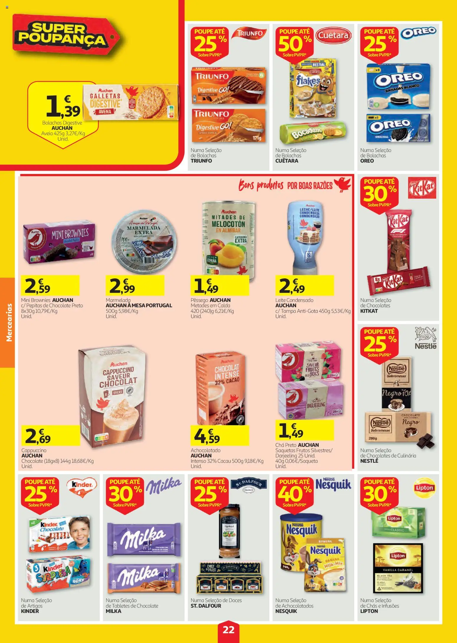 Auchan folheto │ válido de 01/10/2026 | Página: 22 | Produtos: Chocolates, Sobremesas, Oreo, Saquetas