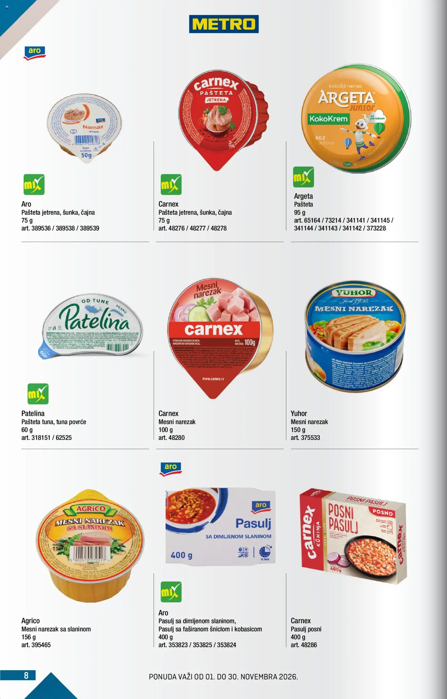 Metro katalog - važi od 01.11.2026 | Strana: 8 | Proizvode: Tuna, Namaz, Povrće, Pašteta