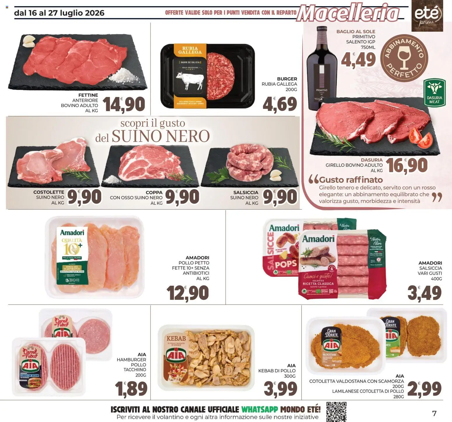 Volantino Eté del 16/07/2026 | Pagina: 7 | Prodotti: Pollo, Suino, Salsiccia, Hamburger