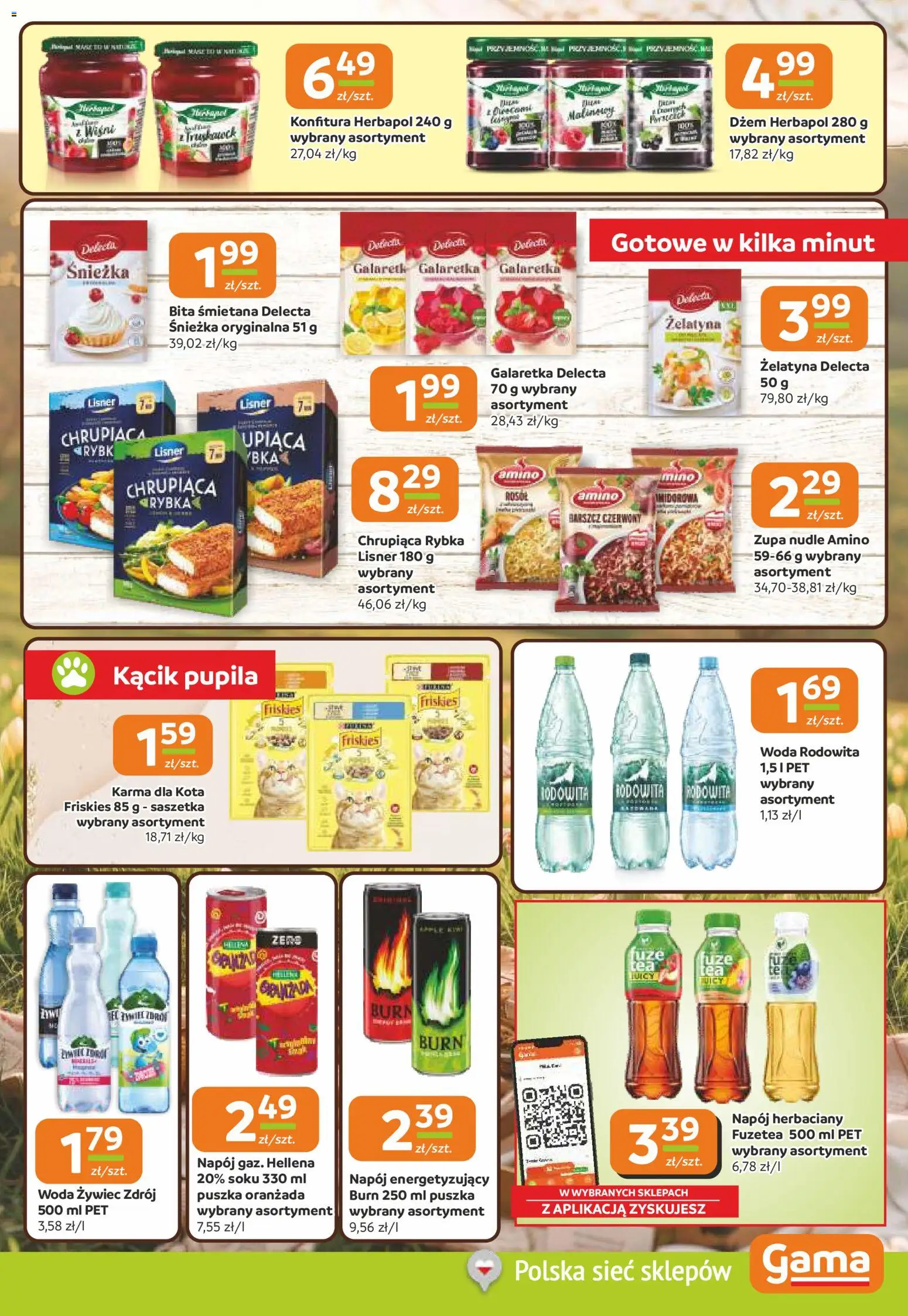 Gama gazetka od 12.08.2026 | Strona: 9 | Produkty: Galaretka, Zupa, Karma dla kota, Woda