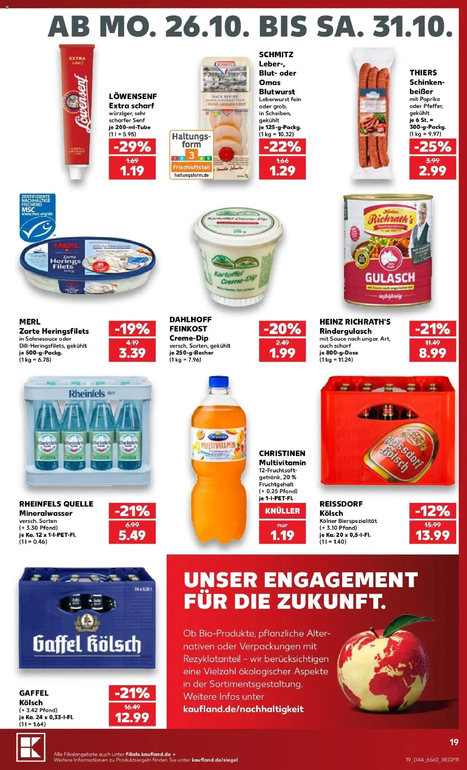 Prospekt Kaufland ab 26.10.2026 » Angebote Online zum Blättern | Seite: 23 | Produkte: Paprika, Gulasch, Schinken, Rheinfels quelle