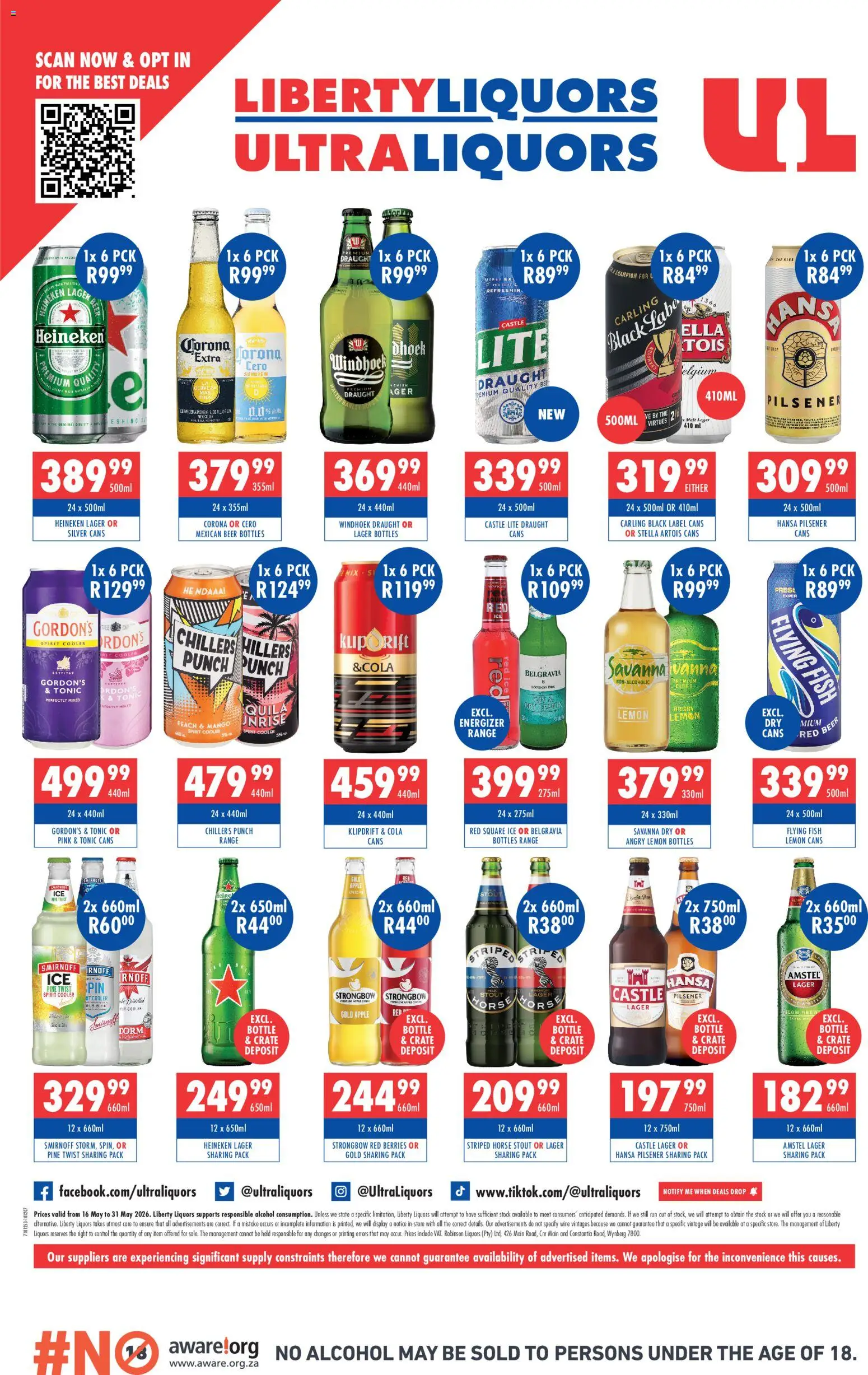New Ultra Liquors catalogue – valid from 16.05.2026 | Page: 3 | Products: Tonic, Fish, Stock, Mango