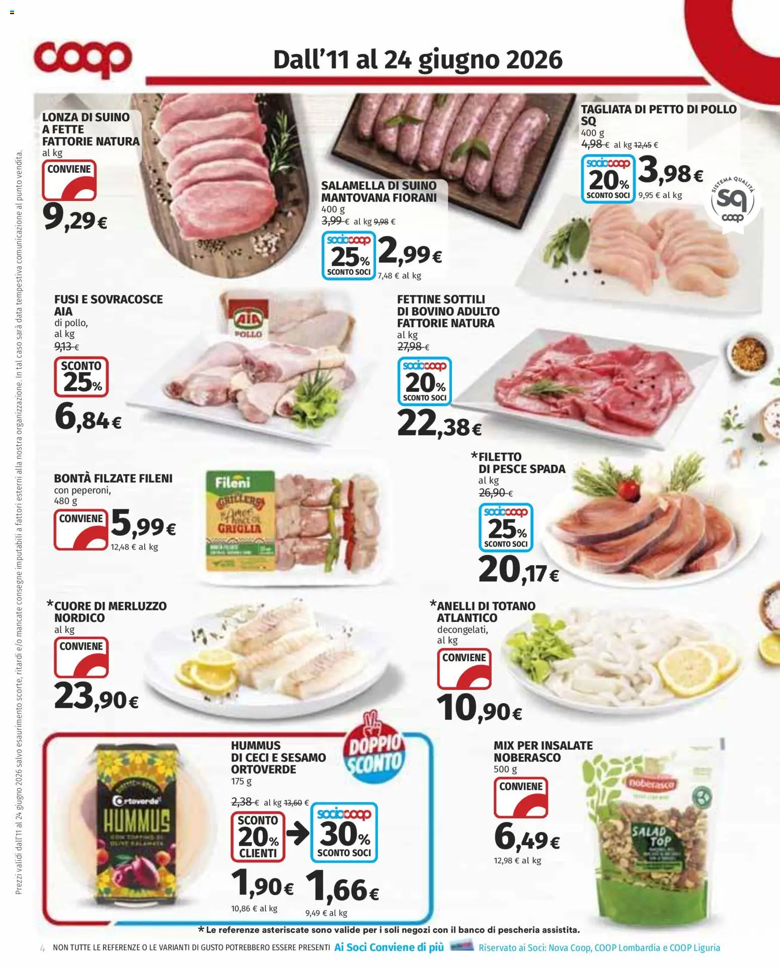 Volantino COOP del 11.06.2026 | Pagina: 4 | Prodotti: Ceci, Griglia, Totano, Pesce spada