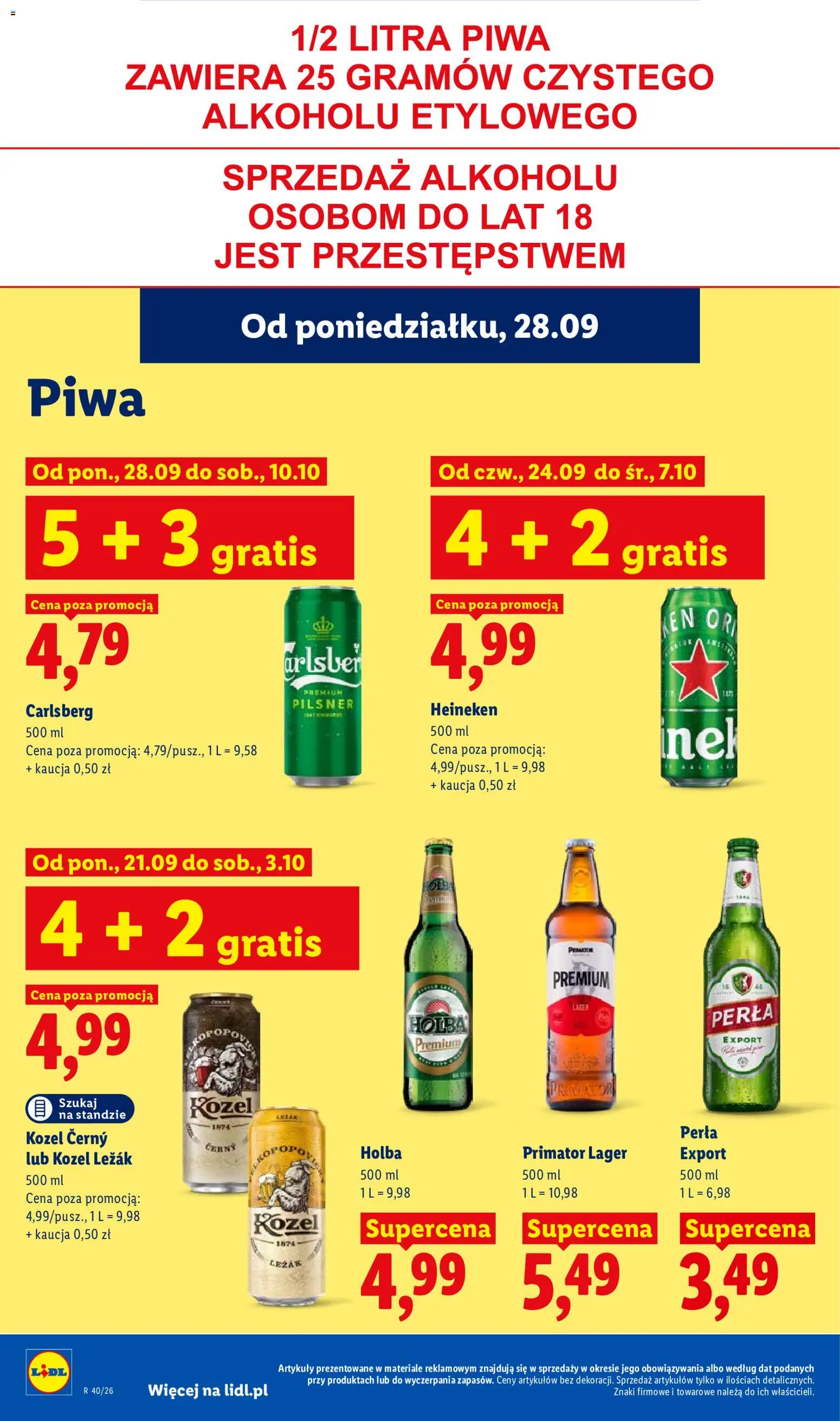 Lidl Polsko leták od 28.09.2026 | Strana: 82 | Produkty: Heineken, Kozel, Pilsner, Perla