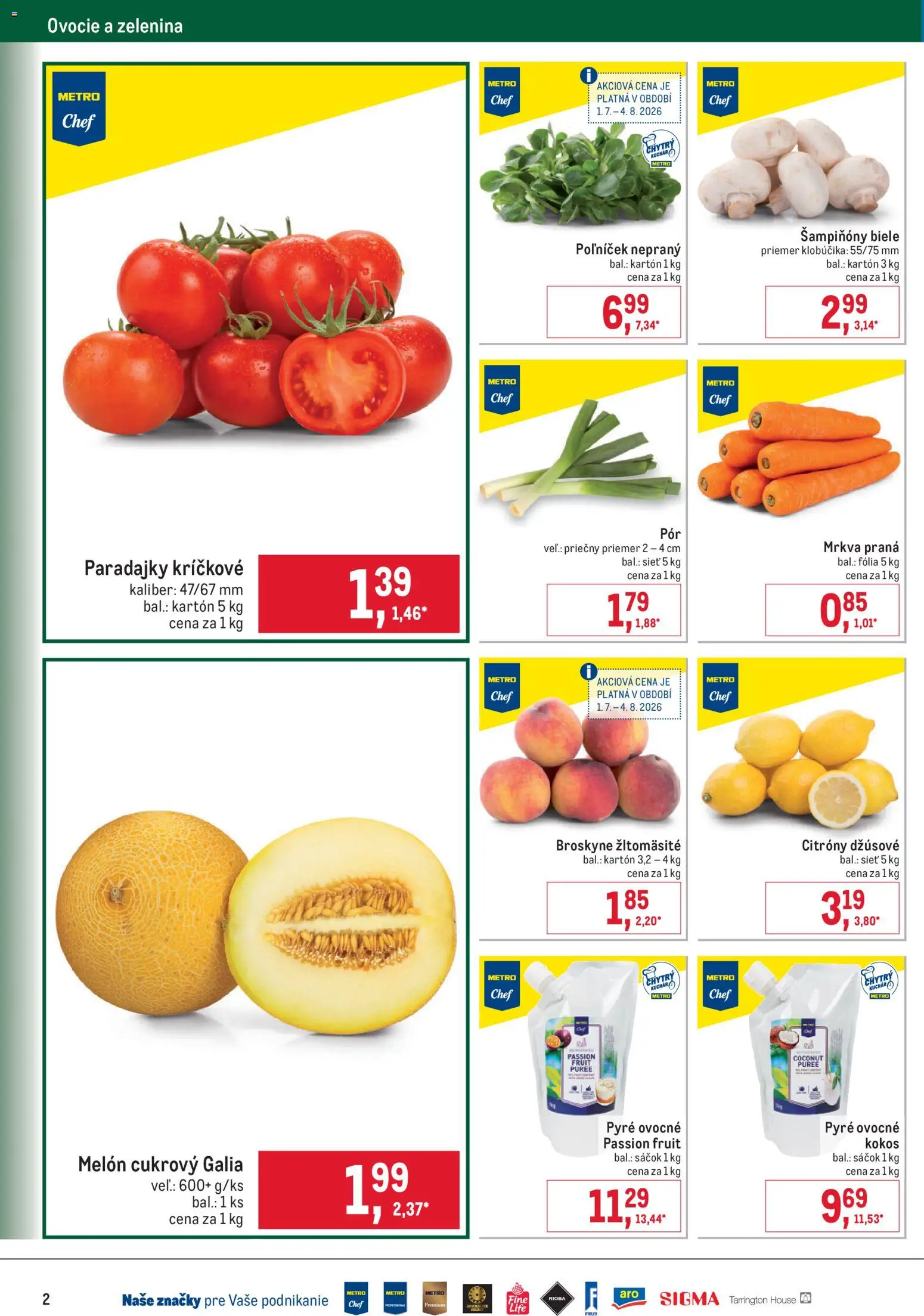 Nové Metro akcie – leták je platný od 29.07.2026 | Strana: 2 | Produkty: Paradajky, Citróny, Melón, Ovocie
