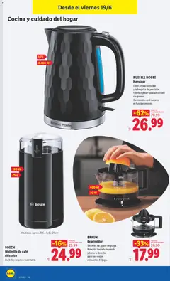 Vista previa BRAUN Exprimidor, 5 niveles de ajuste de pulpa. Rotación hacia la izquierda y hacia la derecha para una mejor extracción del jugo. válido desde el 15.06.2026 | Página: 22 | Productos: Café, Cocina, Exprimidor, Galette de chaise