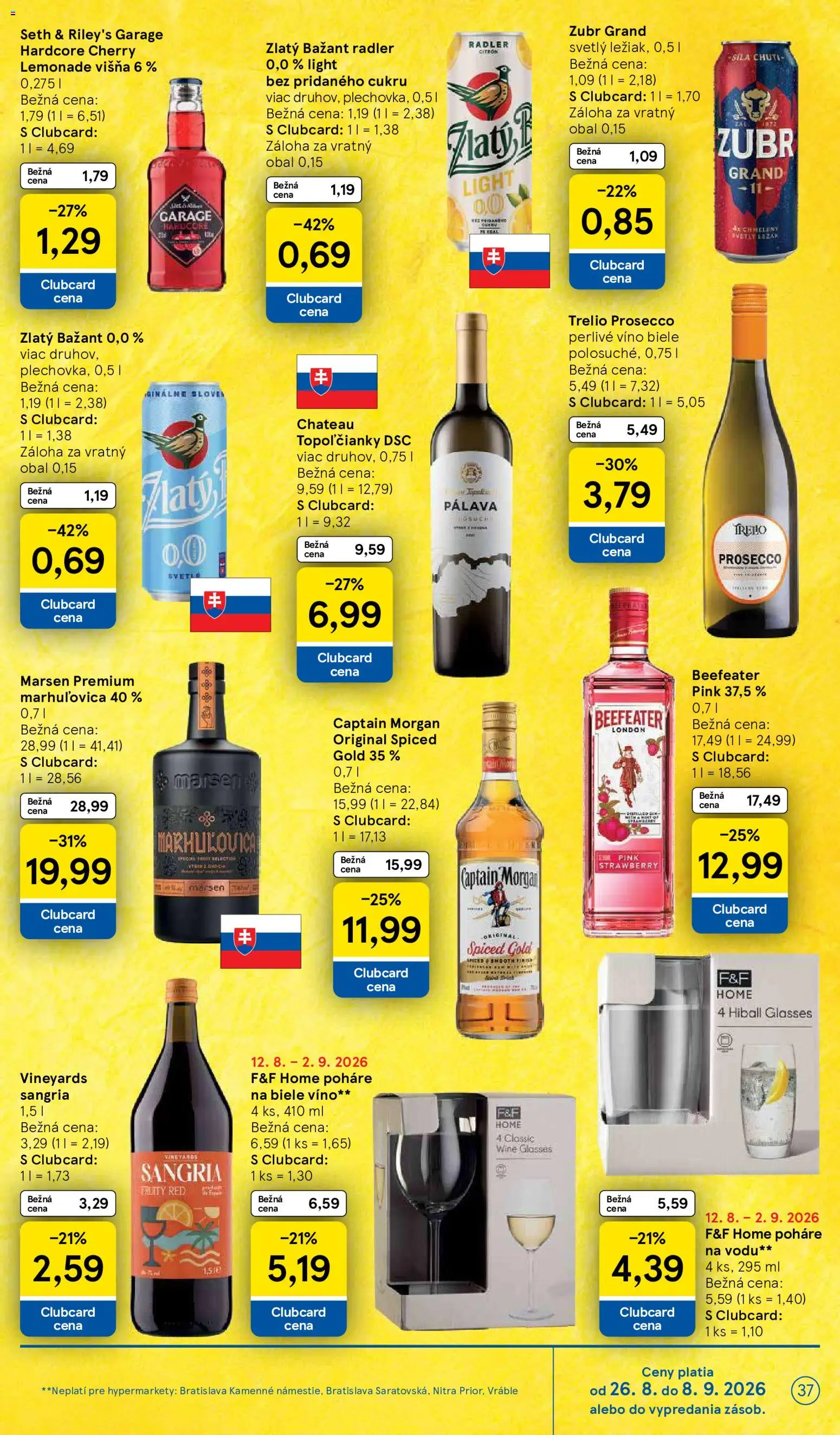 Nové Tesco akcie – leták je platný od 26.08.2026 | Strana: 37 | Produkty: Beefeater, Biele víno, Víno, Beefeater Pink