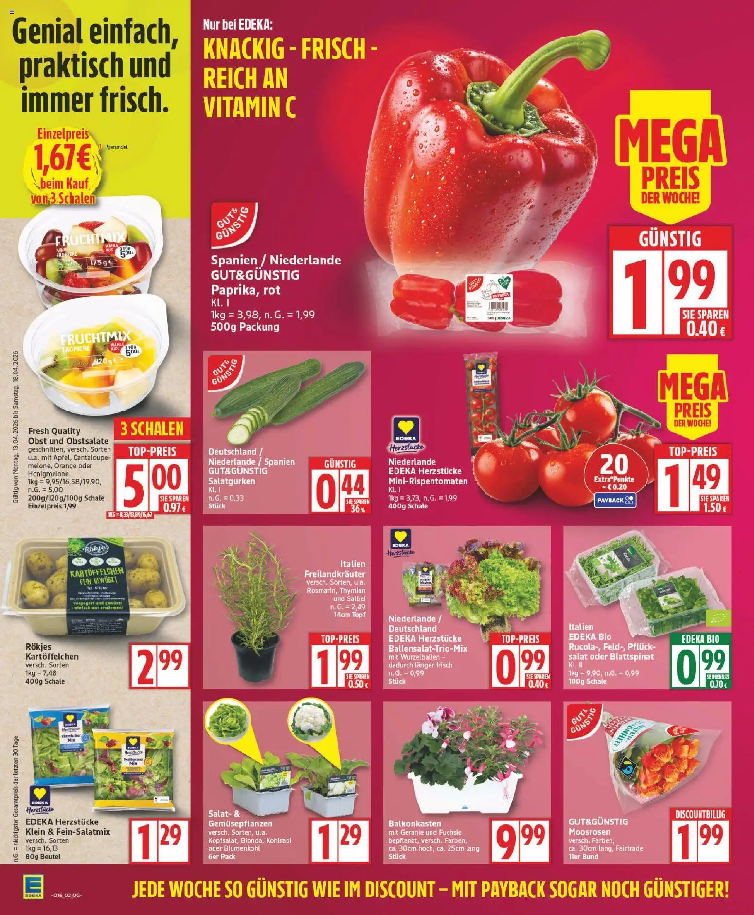 Edeka Prospekt 	 – gültig ab 13.04.2026 | Seite: 2 | Produkte: Box, Kohlrabi, Paprika, Salat