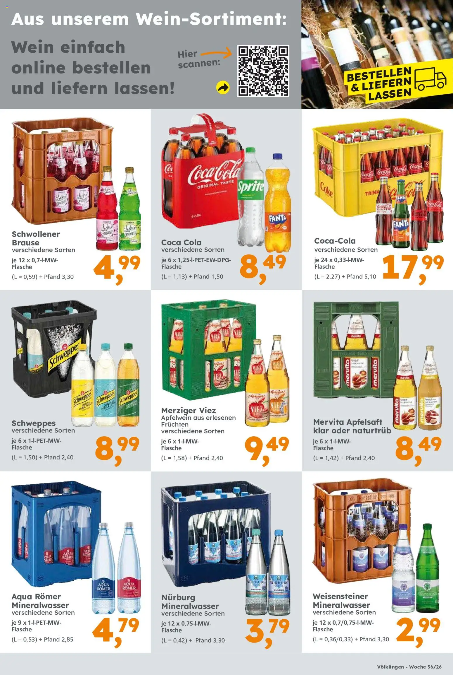 Globus Baumarkt Prospekt Saarbrücken – gültig ab 31.08.2026 | Seite: 15 | Produkte: Coca cola, Fanta, Schweppes, Wein