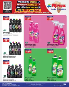 Africa Cash & Carry specials catalogue – valid from 30/07/2026 | Page: 65 | Products: Bleach, Stock, Stain remover, Dishwashing liquid