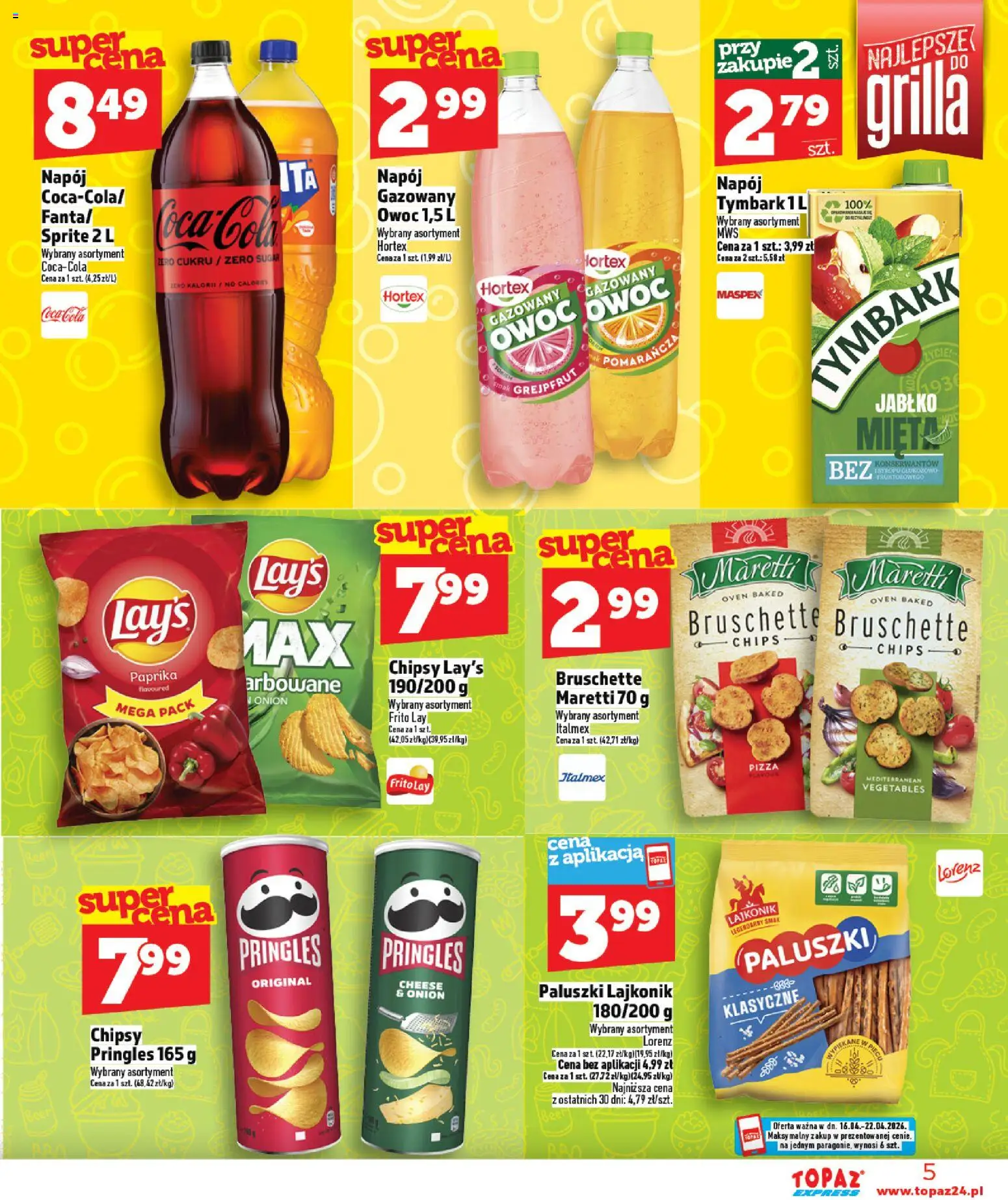 Topaz gazetka - Express od 16.04.2026 | Strona: 5 | Produkty: Sprite, Mięta, Pizza, Grejpfrut