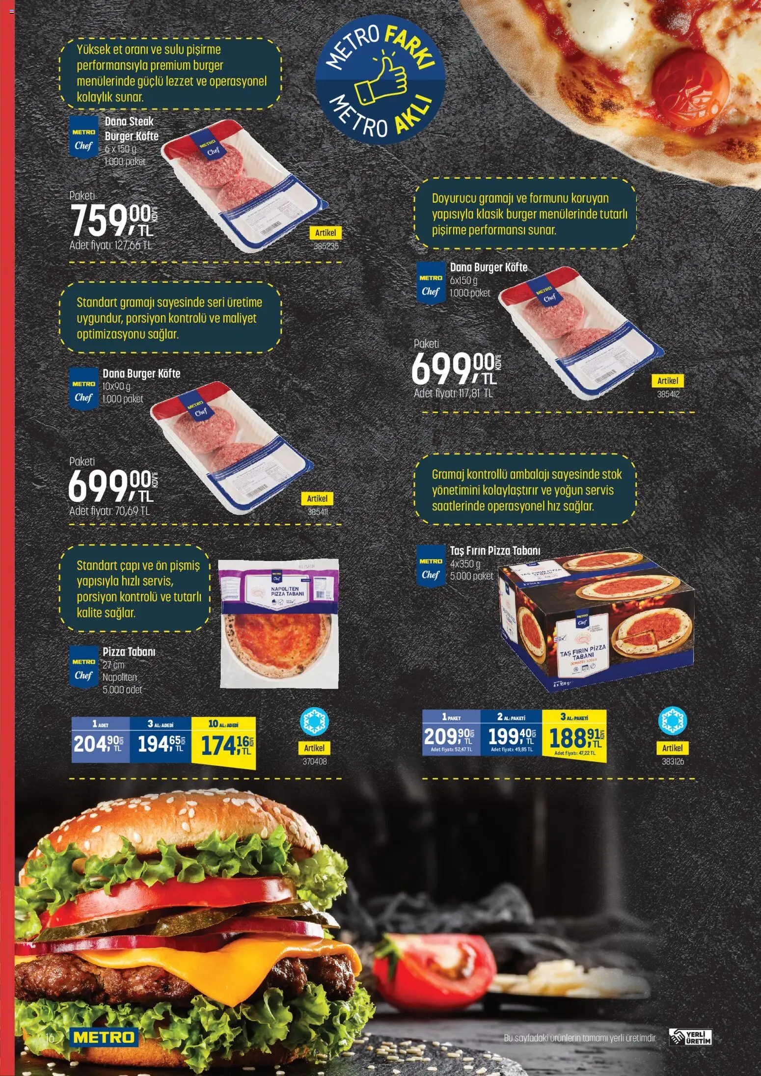 Metro - Fast Food - 17 Eylül 2026 tarihinden itibaren geçerlidir | Sayfa: 16 | Ürünler: Steak, Pizza, Domates, Et