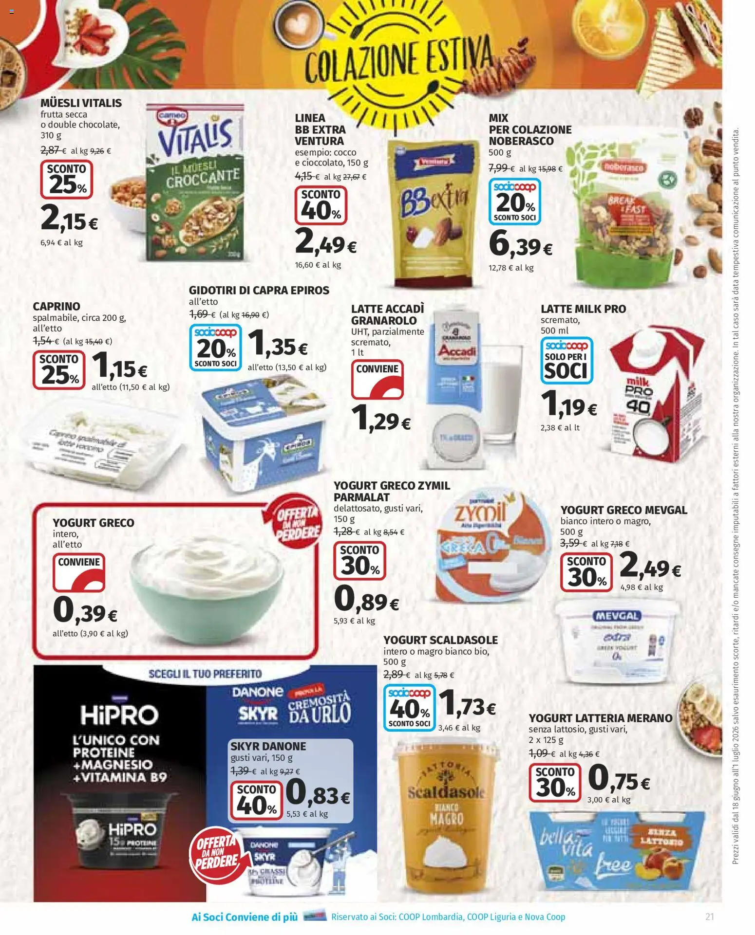 Volantino Ipercoop del 18.06.2026 | Pagina: 21 | Prodotti: Yogurt, Frutta, Data, Cocco