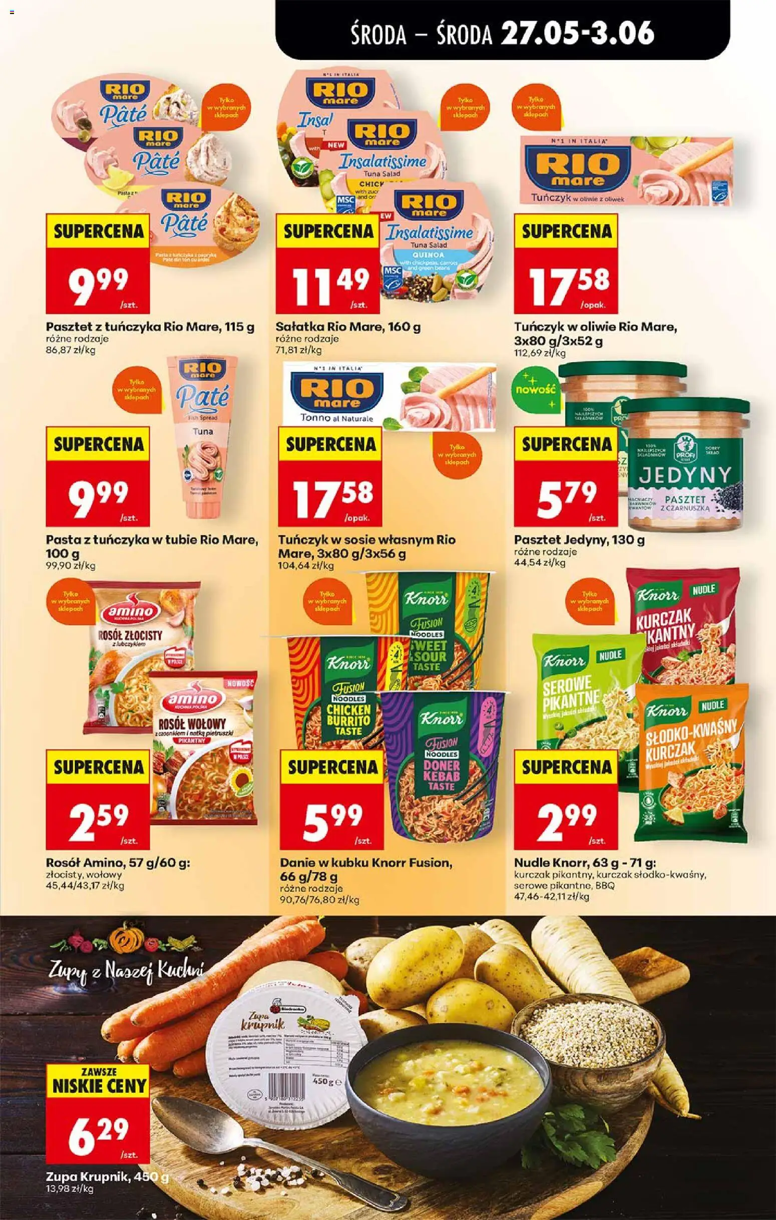 Biedronka gazetka od środy od 27.05.2026 | Strona: 43 | Produkty: Tuńczyk w sosie własnym, Kurczak, Tuńczyk, Sałatka