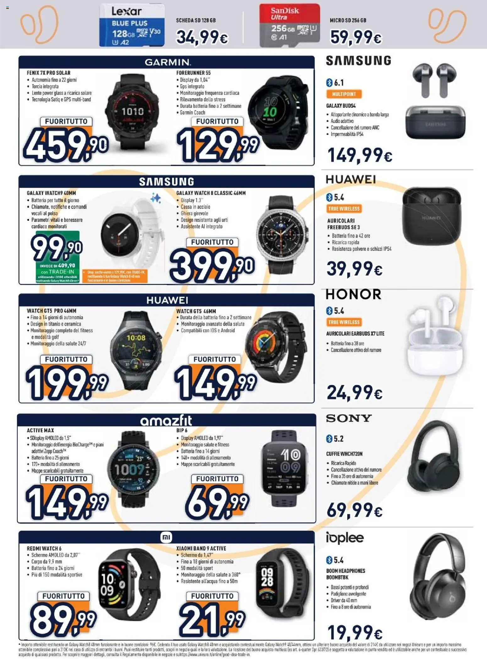 Volantino Unieuro del 10/08/2026 | Pagina: 9 | Prodotti: Altoparlante, Torcia, Audio, Samsung