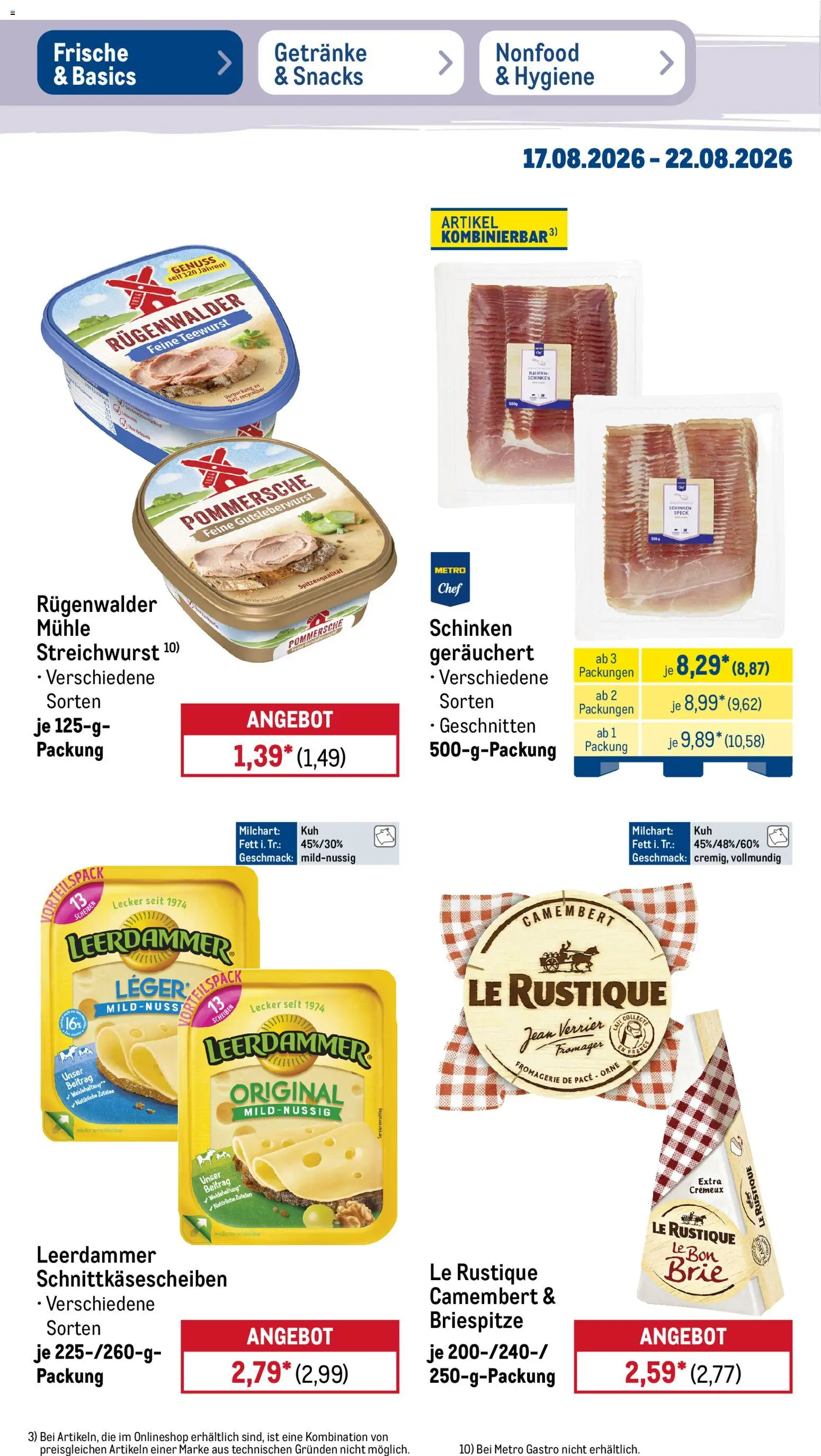 Metro Prospekt – gültig ab 17.08.2026 | Seite: 12 | Produkte: Mühle, Leerdammer, Camembert, Schinken