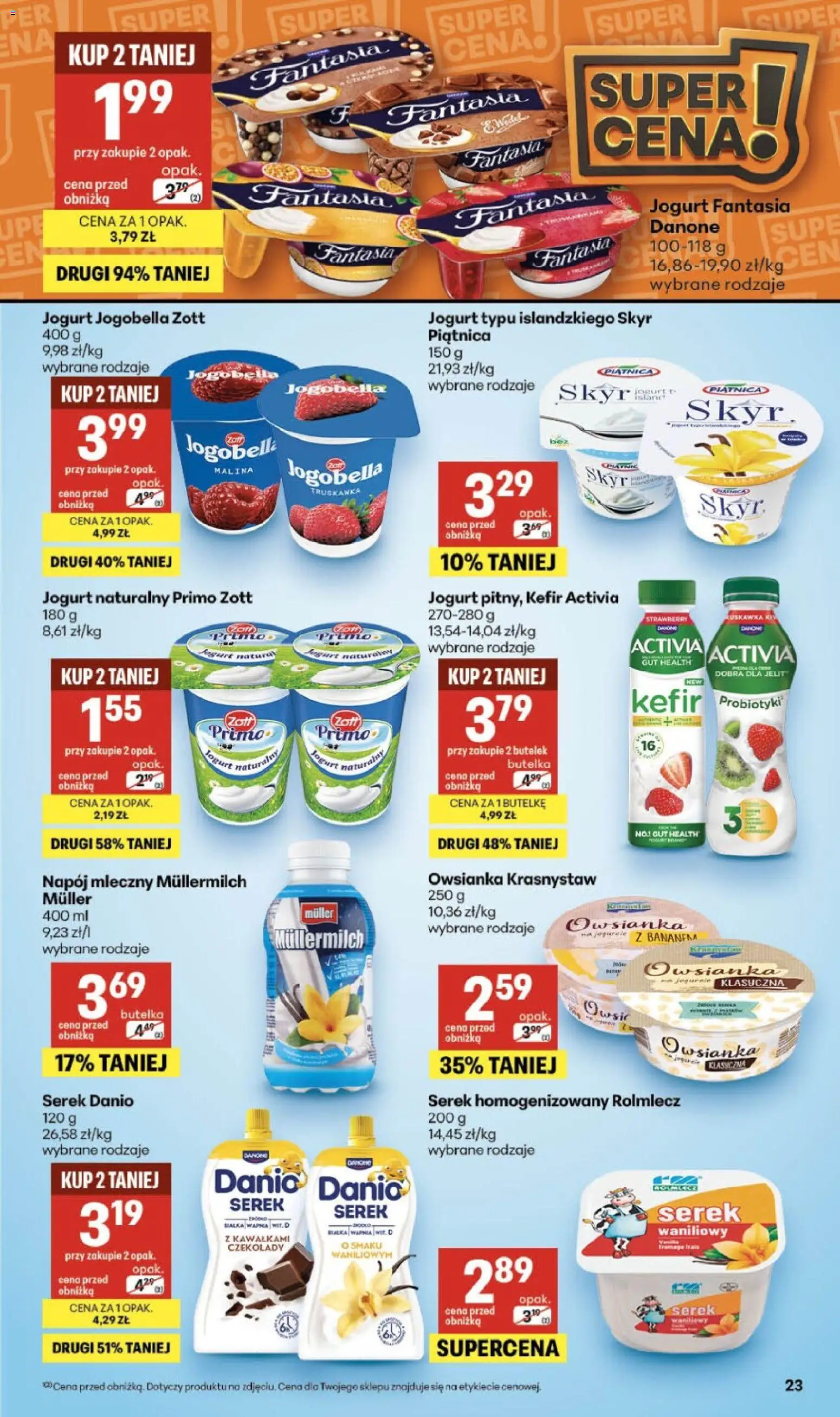 Delikatesy Centrum gazetka od 08.10.2026 | Strona: 23 | Produkty: Owsianka, Jogurt typu islandzkiego, Serek waniliowy, Jogurt