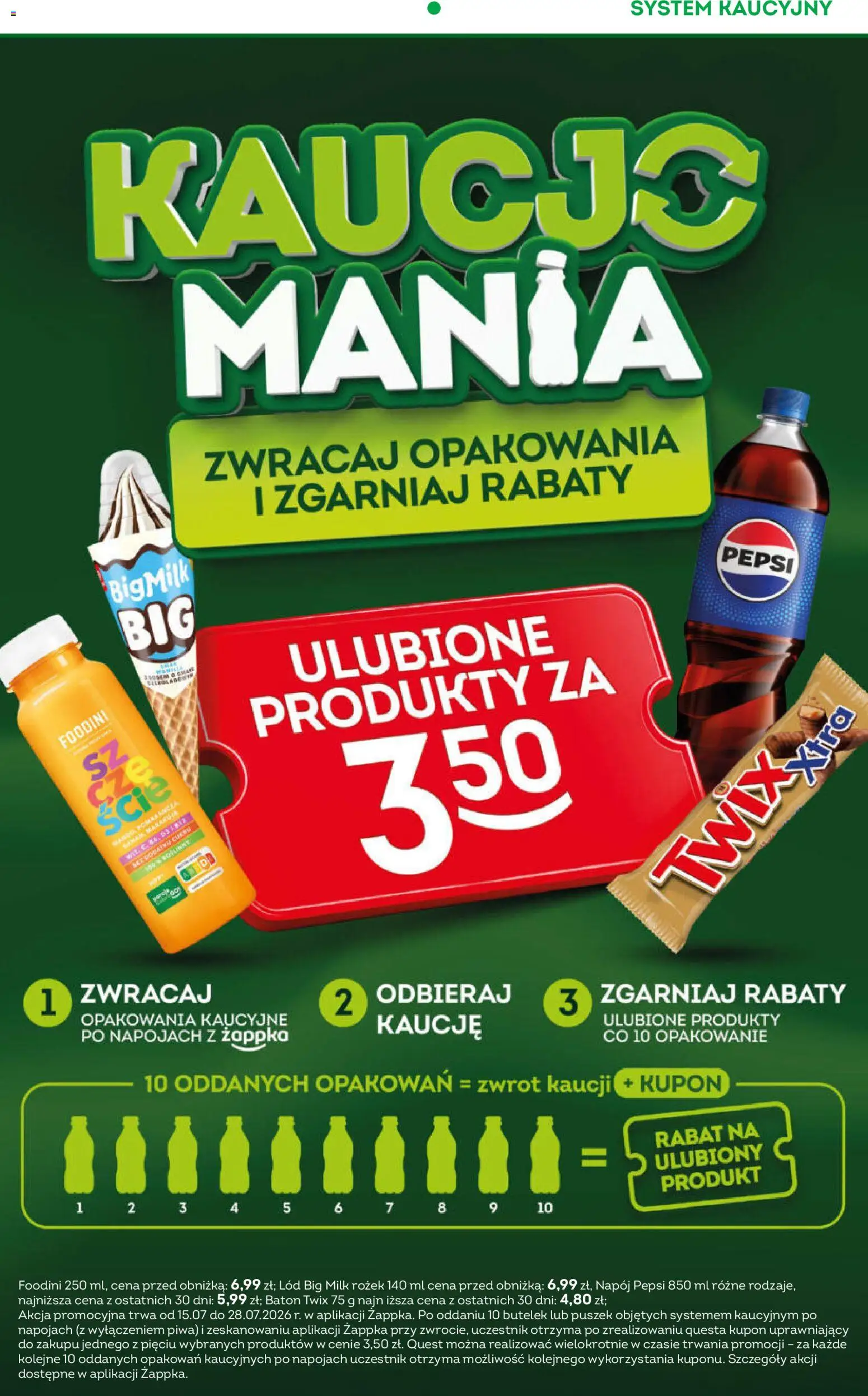 Żabka gazetka od 15.07.2026 | Strona: 13 | Produkty: Pepsi, Lód, Big Milk, Baton