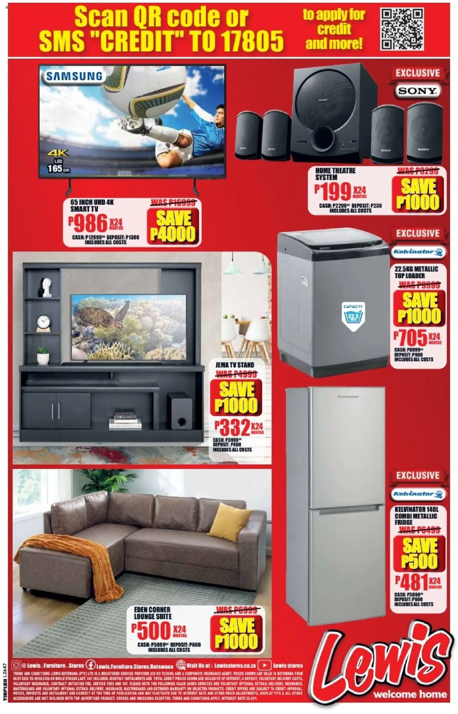 New Lewis Stores catalogue – valid from 06/07/2026 | Page: 16 | Products: TV, Fridge, Lounge suite, Home theatre system