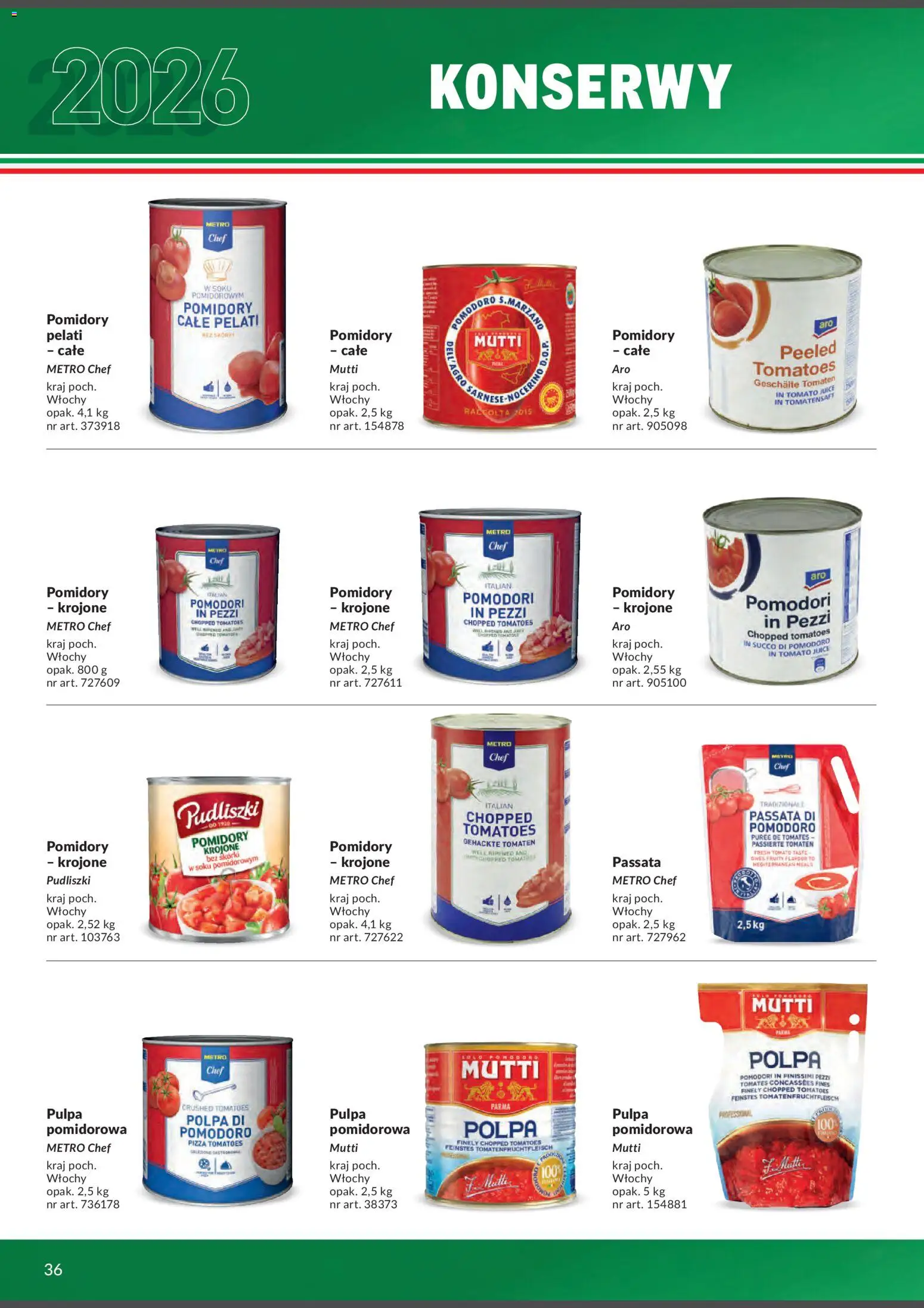 Makro Gazetka - Italia od 01.02.2026 | Strona: 36 | Produkty: Pomidory pelati, Pizza, Pomidory, Passata