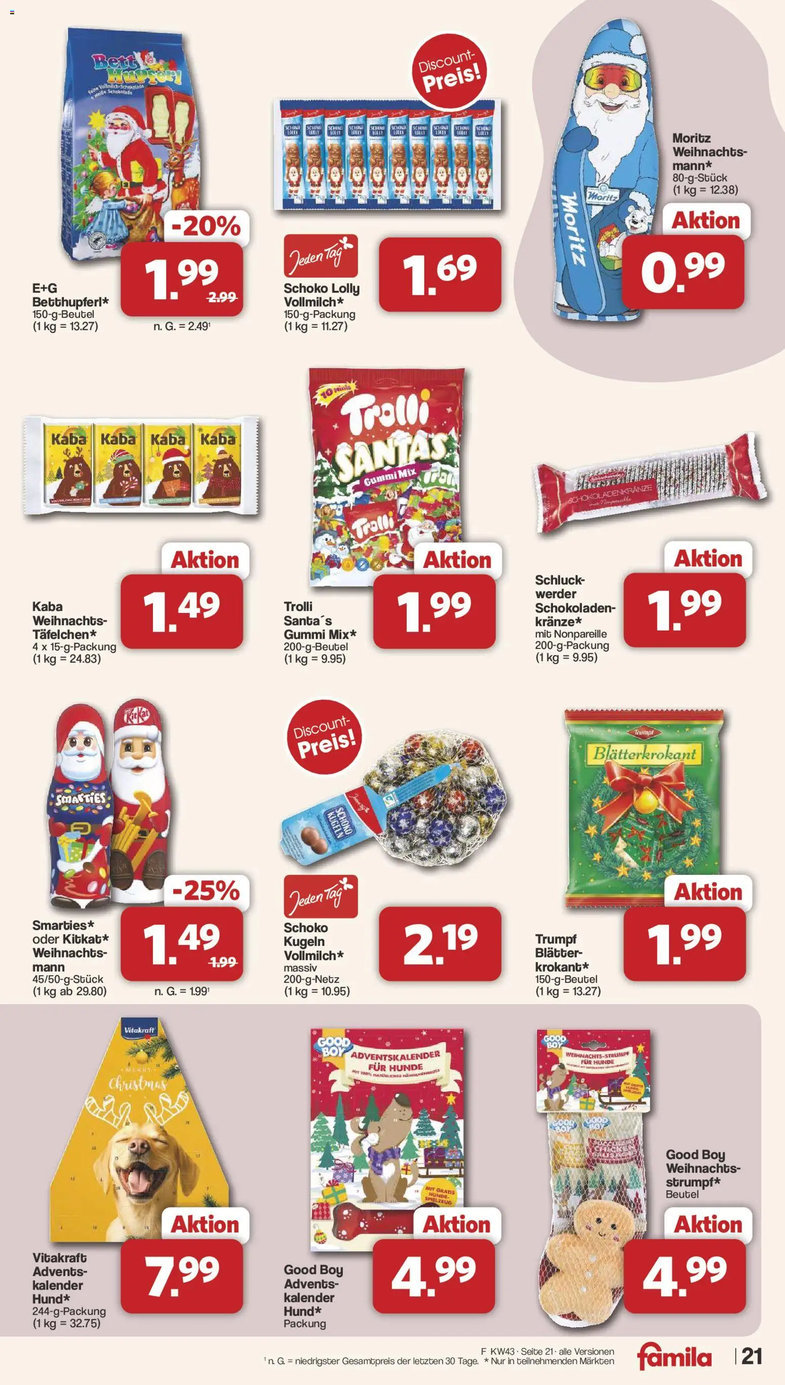 Famila Nordwest Prospekt – gültig ab 19.10.2026 | Seite: 21 | Produkte: Bett, Schokolade, Smarties