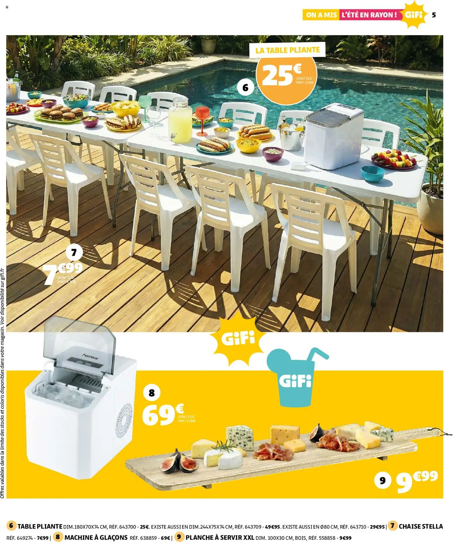 {H1} | Page: 5 | Produits: Machine à glaçons, Table, Chaise, Table pliante