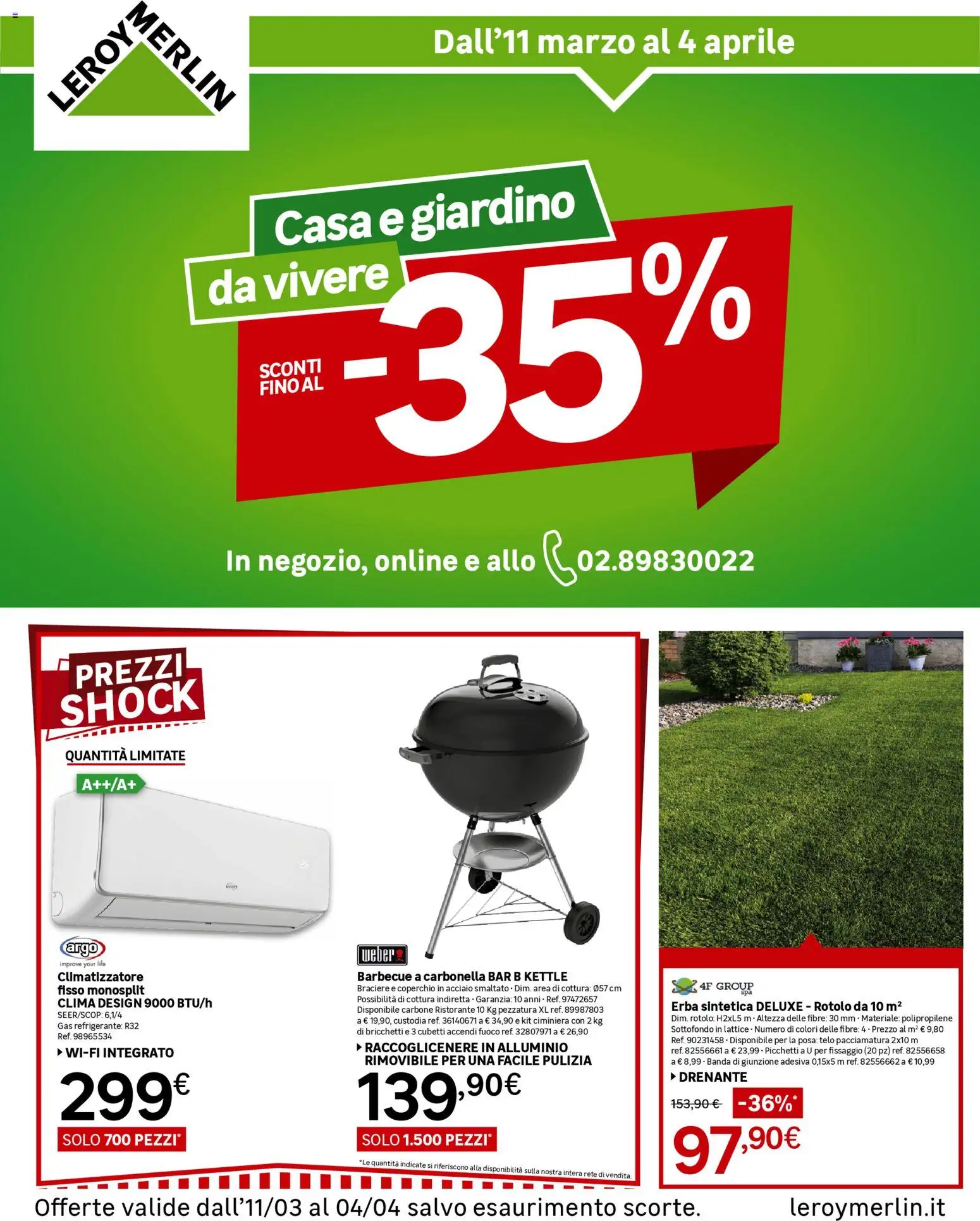 Volantino Leroy Merlin del 11.03.2026 | Pagina: 1 | Prodotti: Climatizzatore, Barbecue, Alluminio