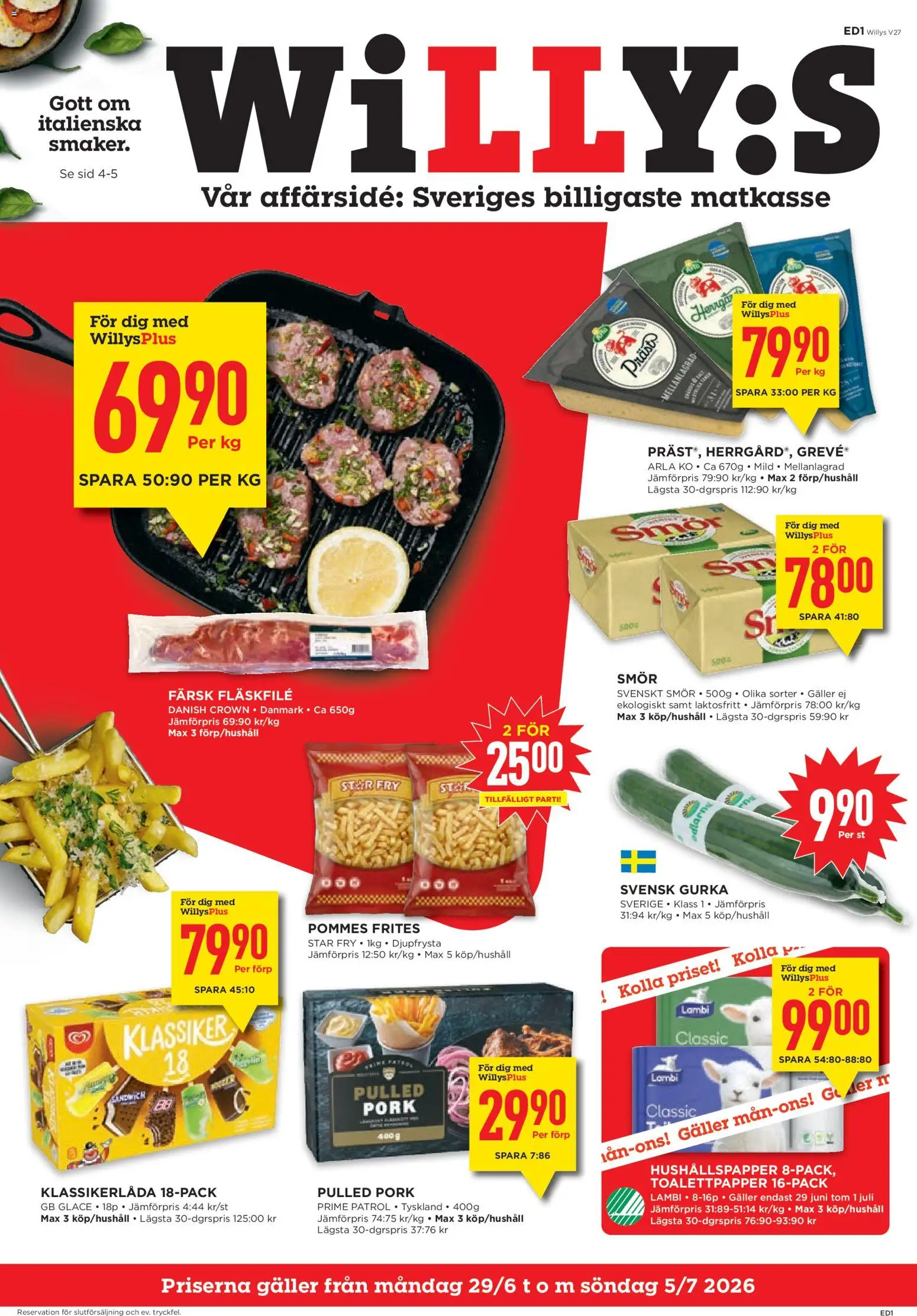 Willys reklamblad aktuell från 29/06/2026 | Sida: 1