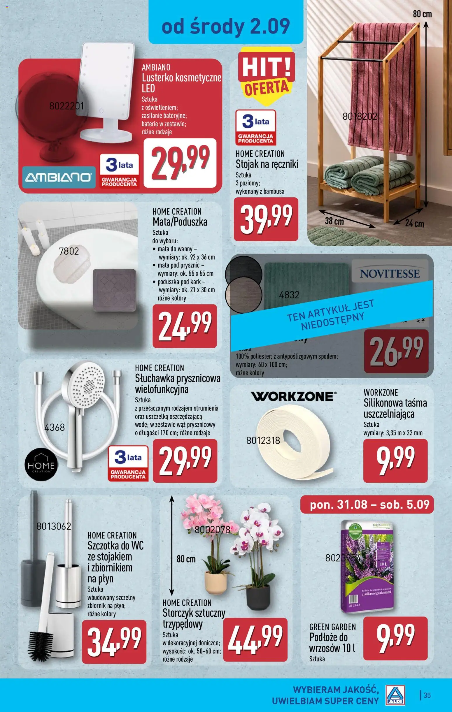 Aldi Polsko leták od 31.08.2026 | Strana: 35 | Produkty: Storczyk, Wc, Baterie