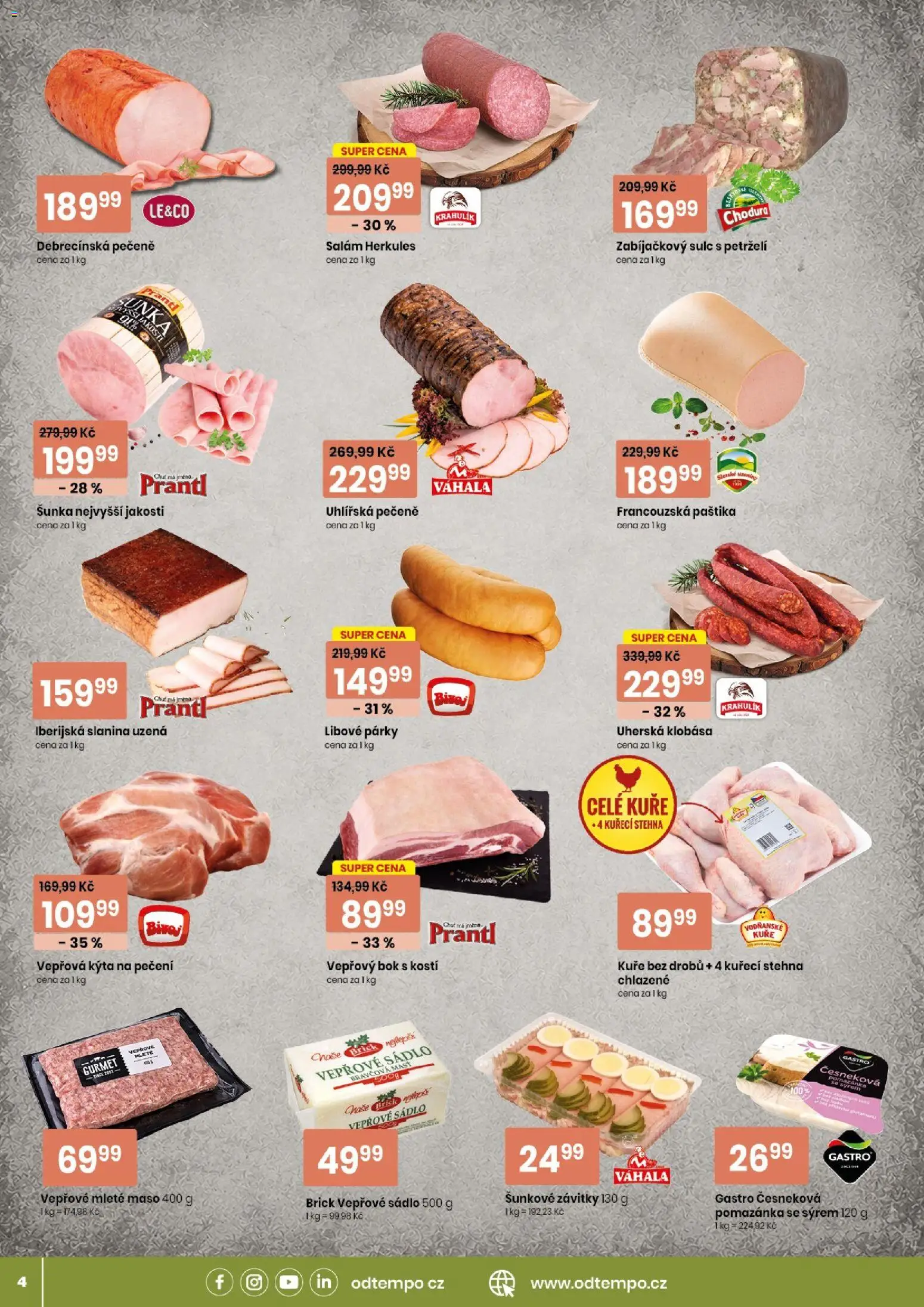 TEMPO leták - market od 23.09.2026 | Strana: 4 | Produkty: Šunka, Celé kuře, Maso, Kuře