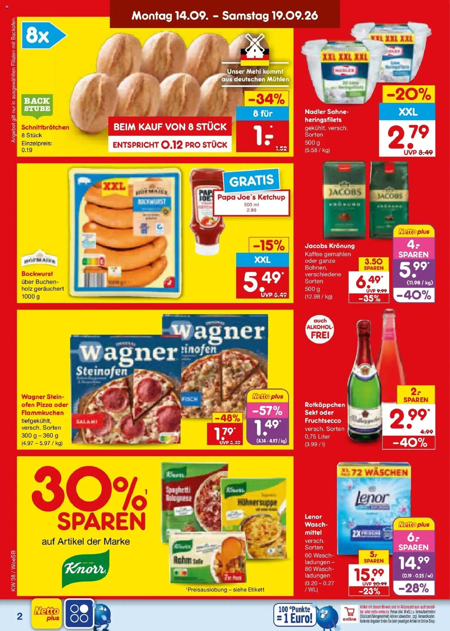 Netto Marken-Discount Prospekt Leonberg – gültig ab 14.09.2026 | Seite: 2 | Produkte: Fisch, Alkohol, Rotkäppchen, Ketchup