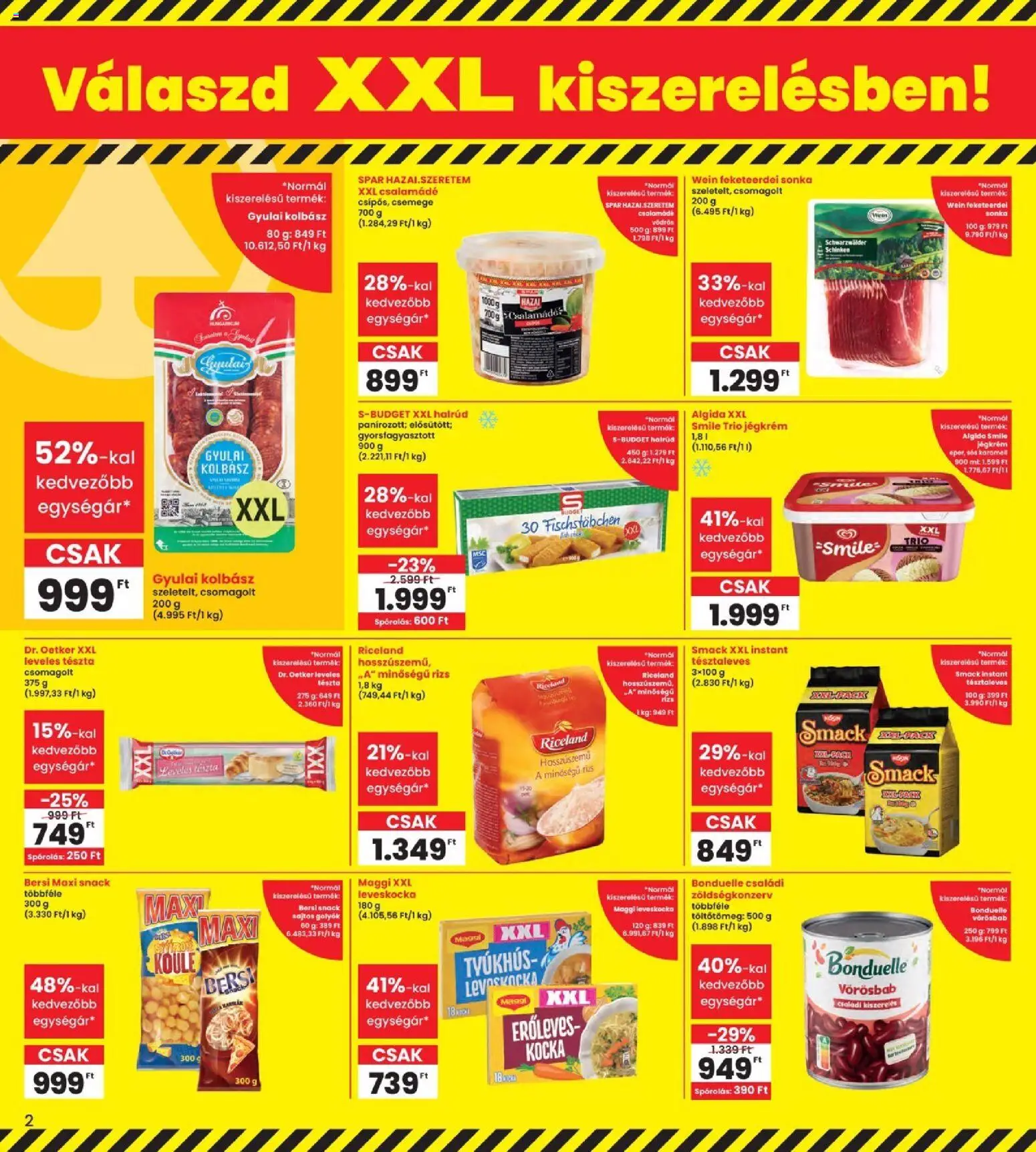 Interspar akciós ujság - amely érvényes a következő dátumtól: 07.05.2026 | Oldal: 2 | Termékek: Leveskocka, Leveles tészta, Gyulai kolbász, Tészta