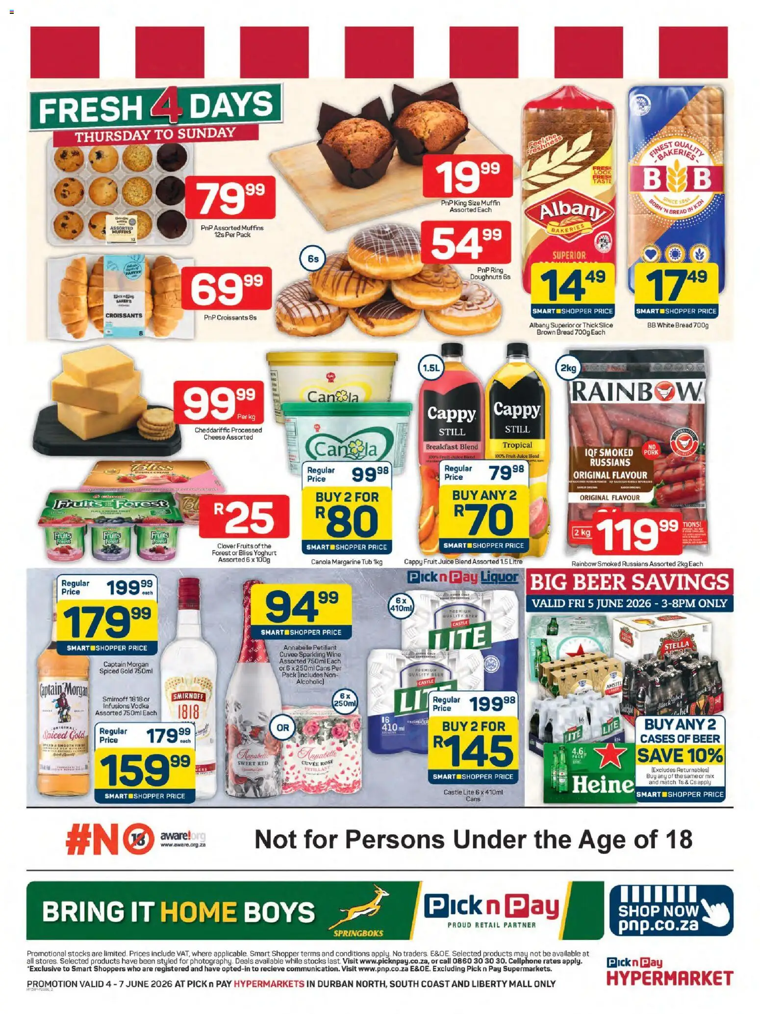 New Pick n Pay catalogue – valid from 04.06.2026 | Page: 2 | Products: Muffins, Yoghurt, Juice, Wine