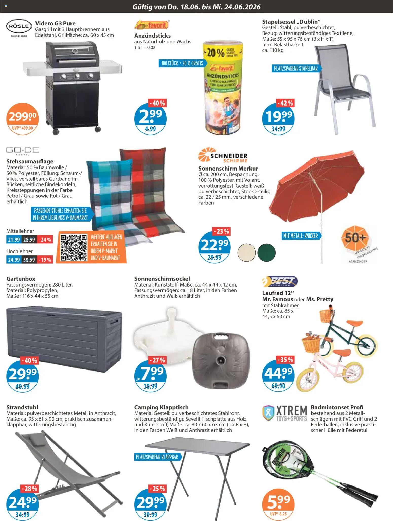 V-Markt Angebote – gültig ab 18.06.2026 | Seite: 16 | Produkte: Hülle, Badmintonset, Sonnenschirm