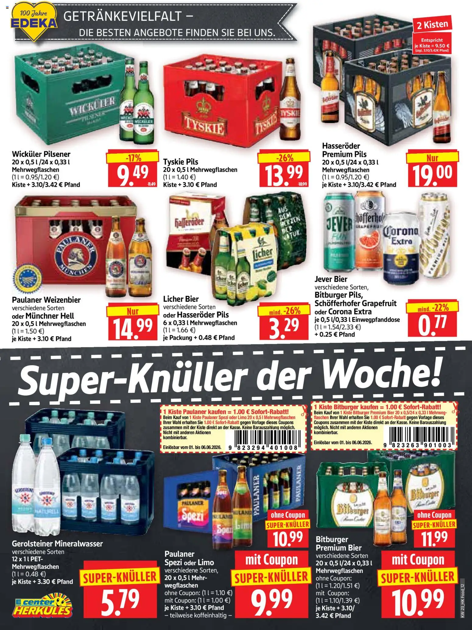 HERKULES Prospekt – gültig ab 01.06.2026 | Seite: 12 | Produkte: Bitburger, Paulaner spezi, Hasseröder, Gerolsteiner