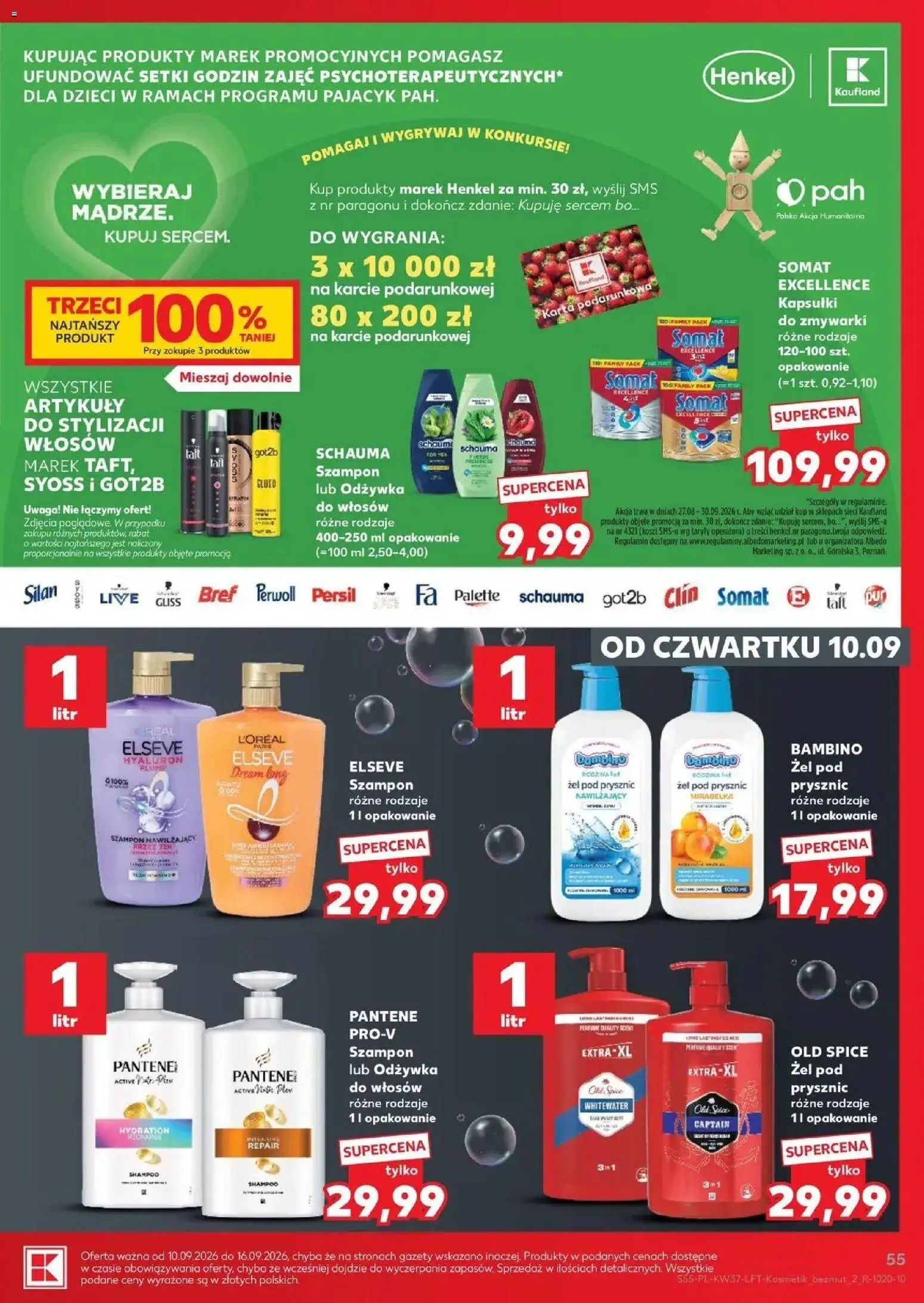Kaufland gazetka od 10.09.2026 - od jutra PDF | Strona: 55 | Produkty: Karta, Odżywka do włosów, Kapsułki do zmywarki, Old spice