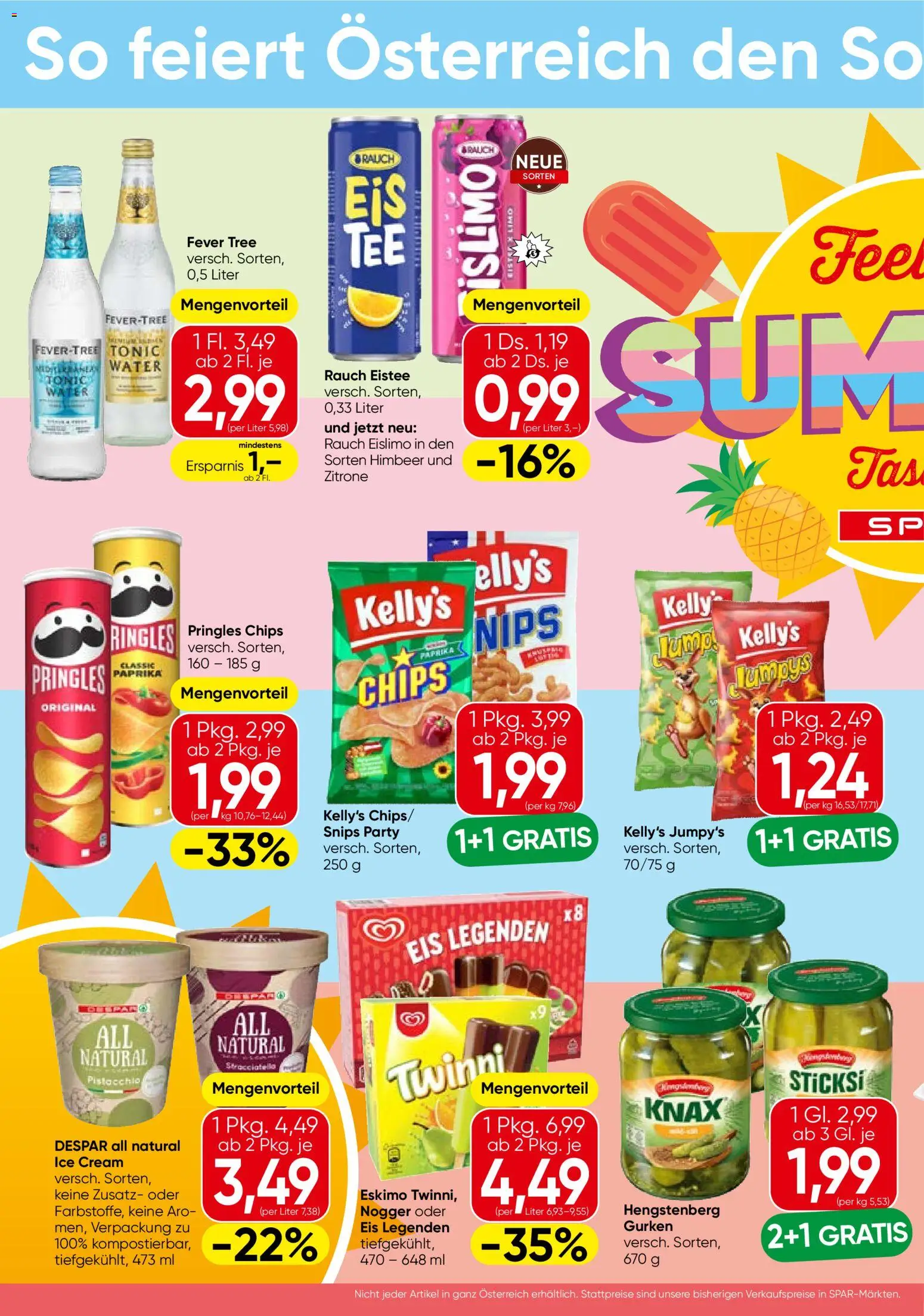 Spar Feel the Summer gültig ab 09.07.2026 | Seite: 2 | Produkte: Chips, Gurken, Eis, Zitrone