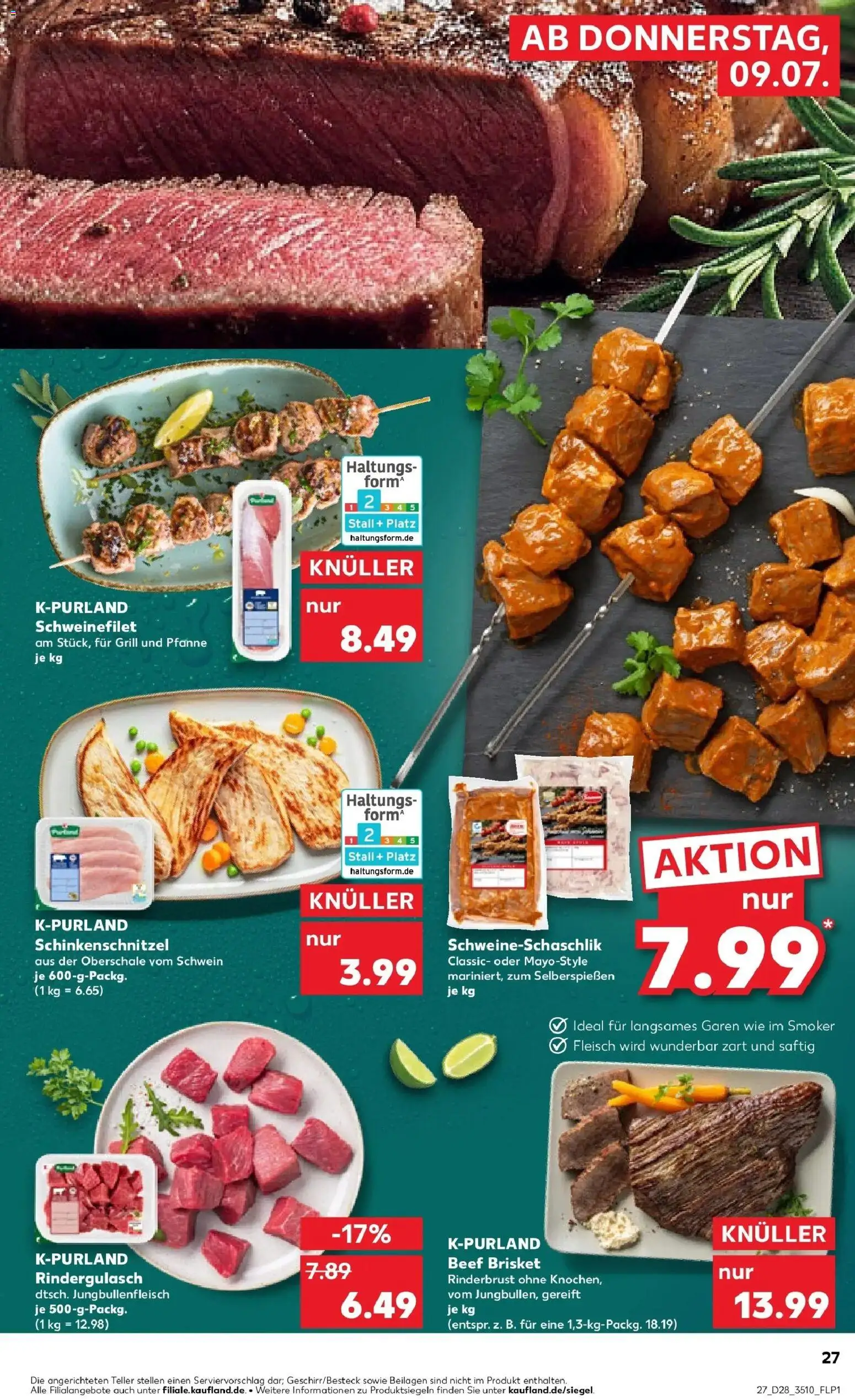 Kaufland Prospekt Schmalkalden – gültig ab 09.07.2026 | Seite: 27 | Produkte: Grill, Rindergulasch, Schweinefilet, Fleisch