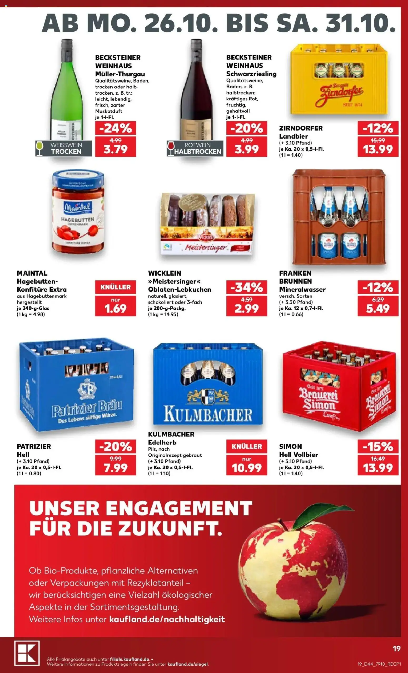 Prospekt Kaufland ab 26.10.2026 » Angebote Online zum Blättern | Seite: 23 | Produkte: Weißwein, Rotwein, Mineralwasser