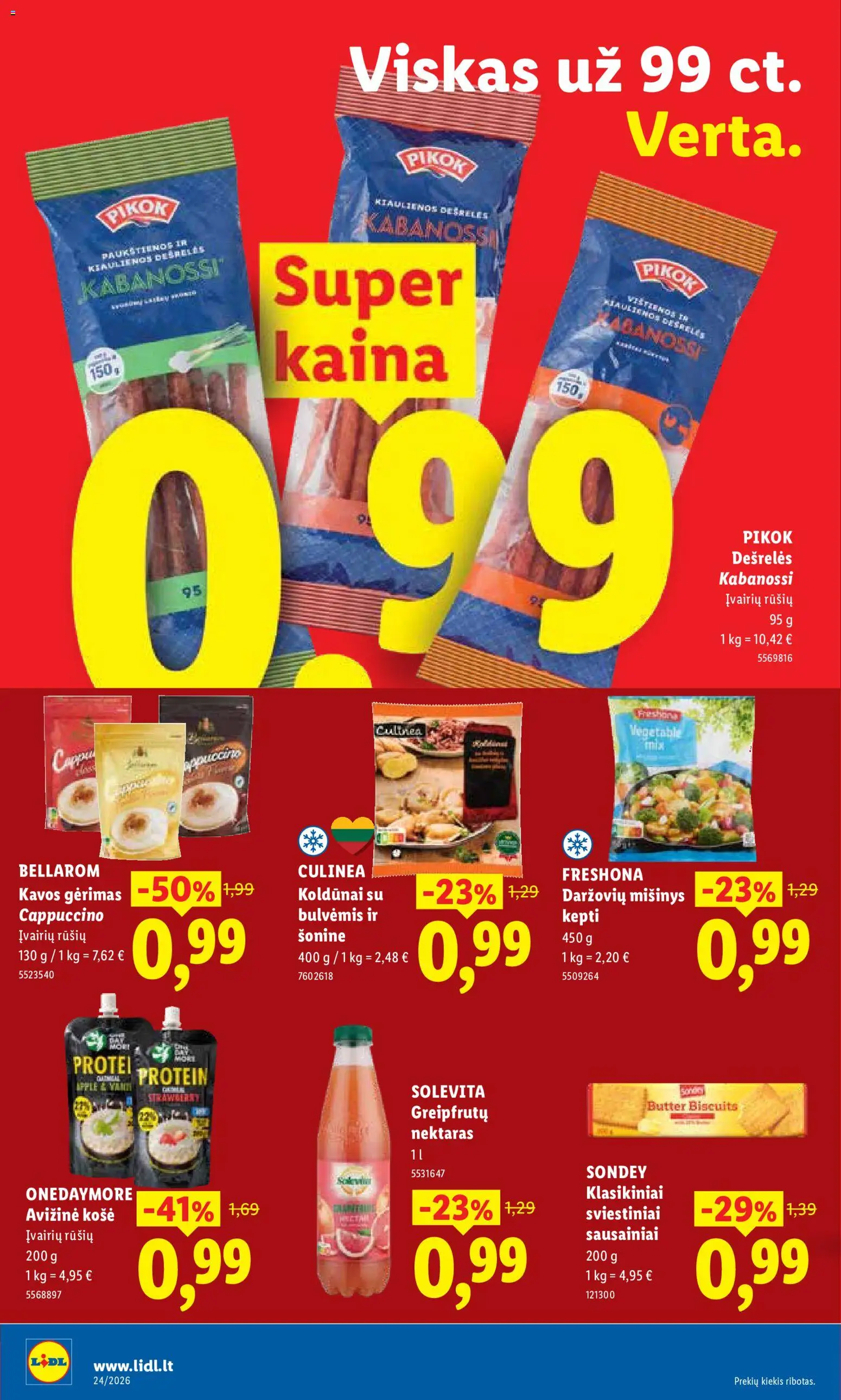 LIDL akcijos nuo 08.06.2026 | Puslapis: 16 | Prekių: Sausainiai, Košė, Kiaulienos, Dešrelės