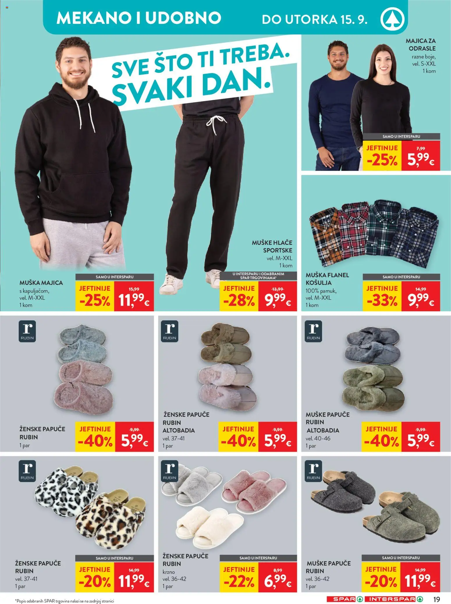 Interspar katalog | vrijedi od 02.09.2026 | Stranica: 27 | Proizvodi: Majica, Papuče, Hlače sportske, Muske hlače