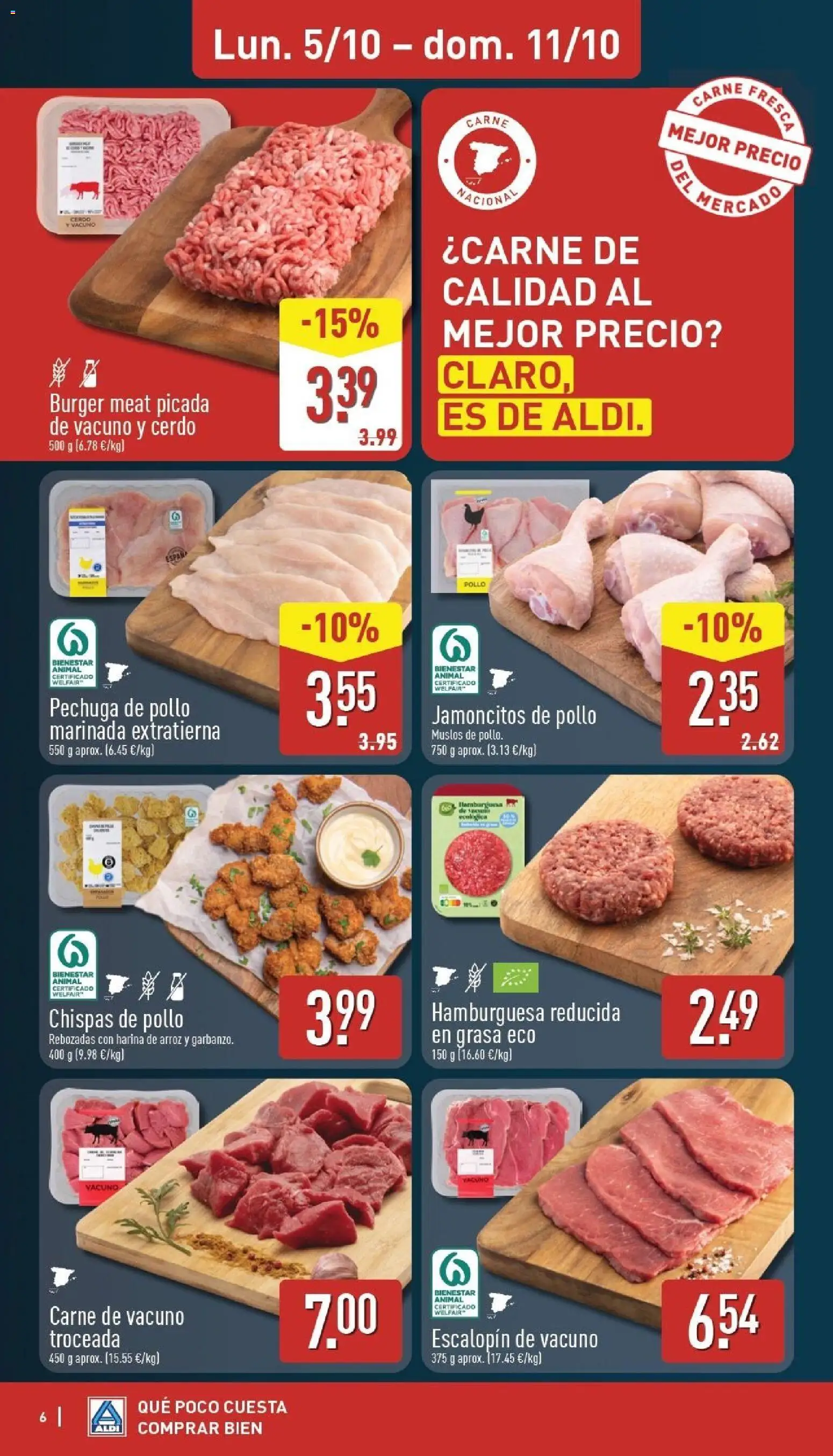Aldi folleto Península │ válido desde el 05/10/2026 | Página: 6 | Productos: Cerdo, Arroz, Hamburguesa, Carne