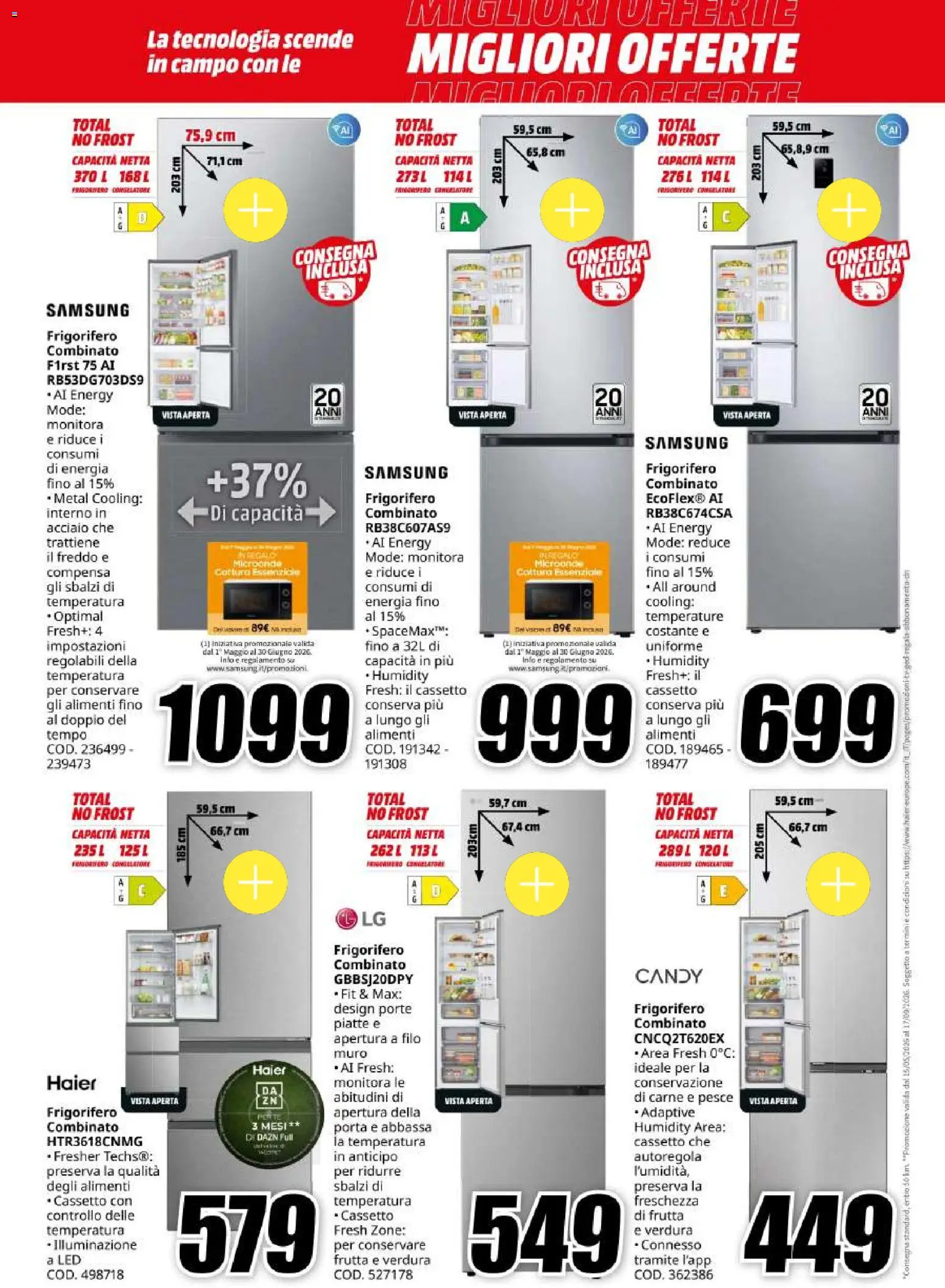 Volantino Media World del 18.05.2026 | Pagina: 26 | Prodotti: Microonde, Pesce, Frigorifero, Samsung