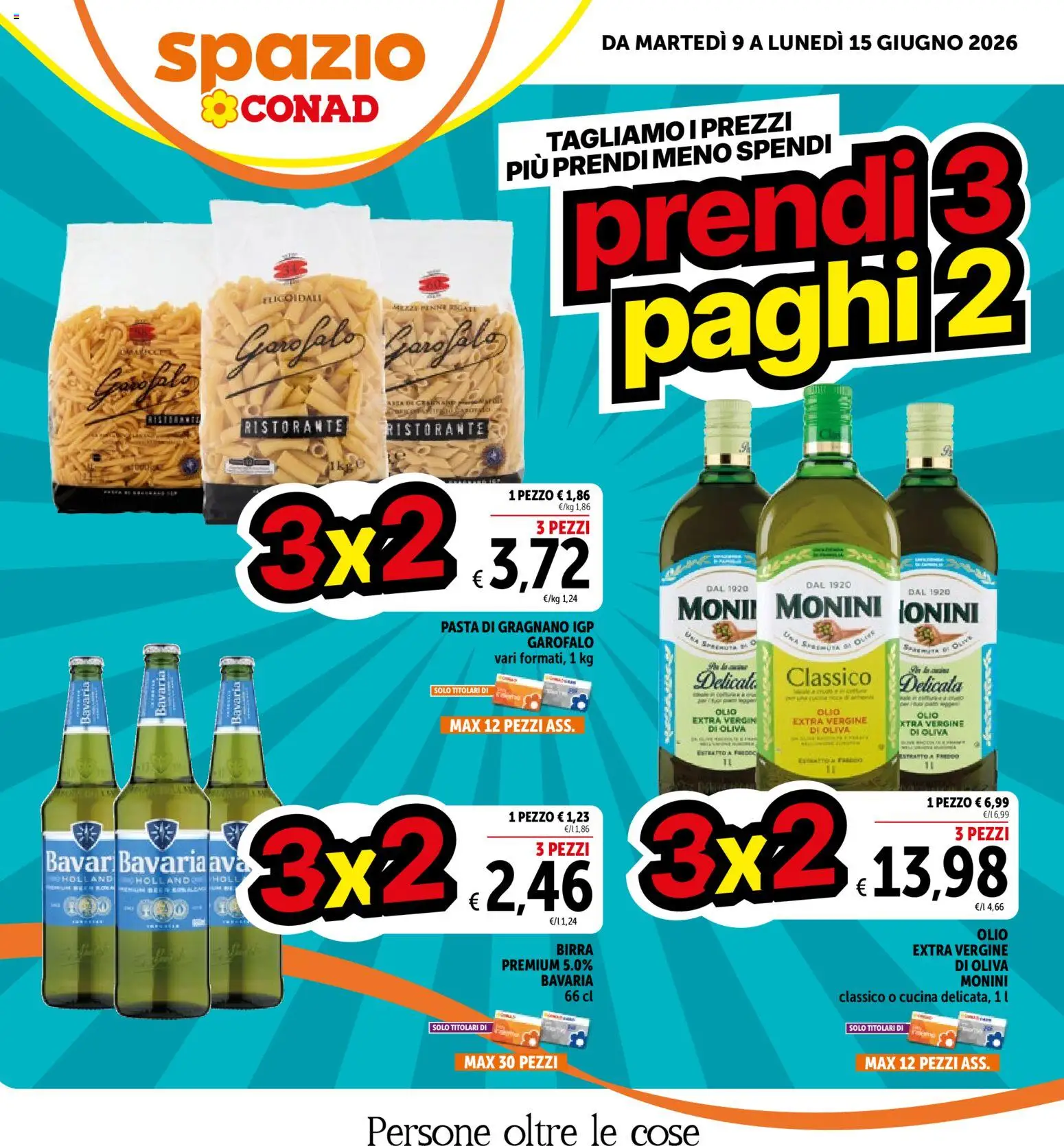 Volantino Spazio Conad del 09.06.2026 | Pagina: 1 | Prodotti: Birra, Olio, Pasta, Penne