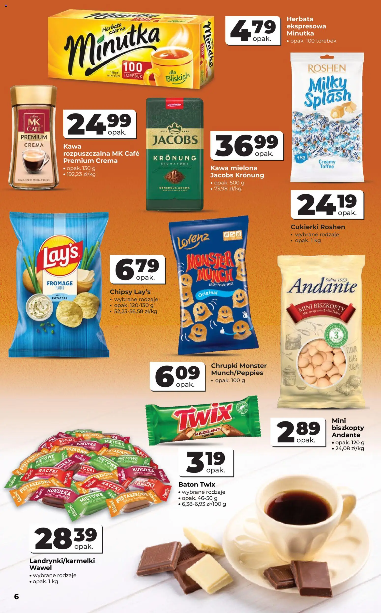 Odido gazetka od 05.08.2026 | Strona: 6 | Produkty: Chipsy, Cukierki roshen, Kawa rozpuszczalna, Cukierki