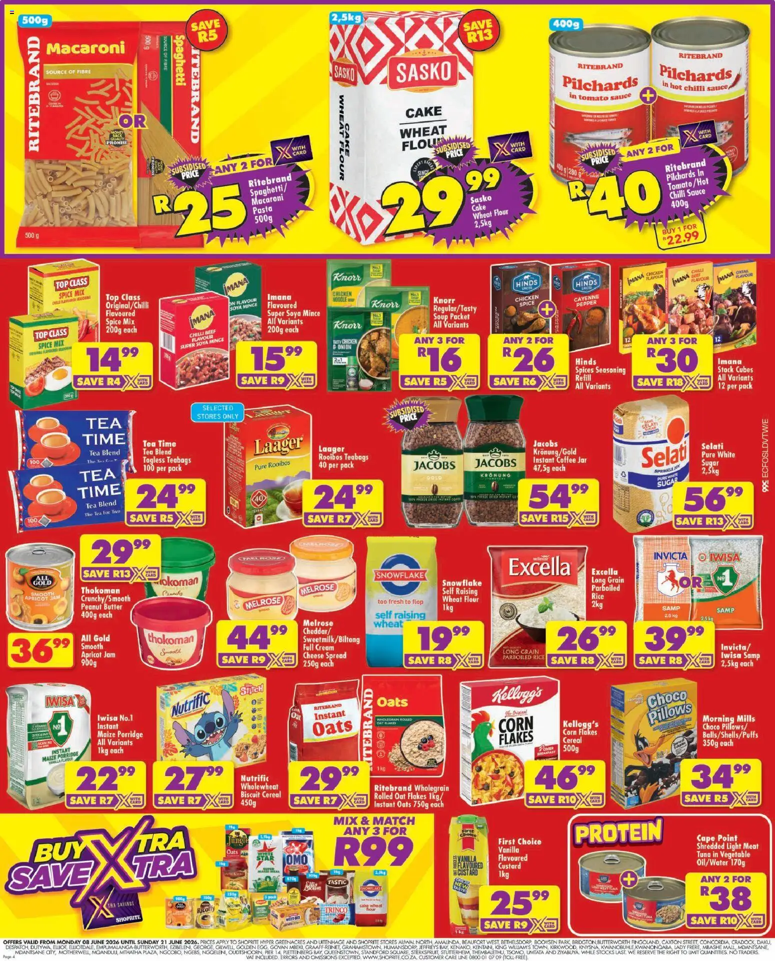 New Shoprite catalogue – valid from 08.06.2026 | Page: 4 | Products: Corn, Tuna, Coffee, Chilli