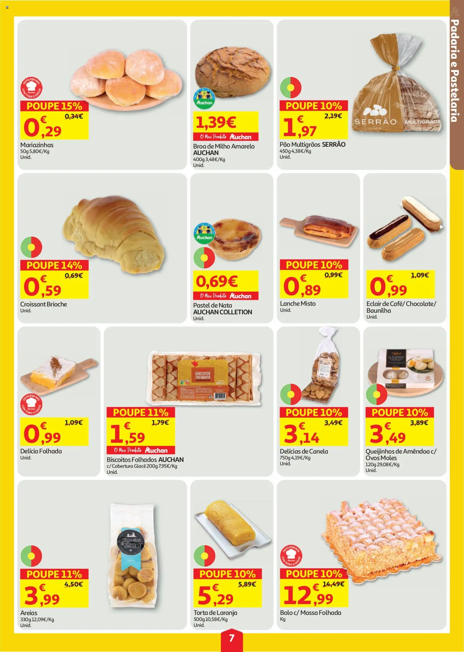 Auchan folheto │ válido de 30/07/2026 | Página: 7 | Produtos: Padaria, Ovos, Pão, Nata