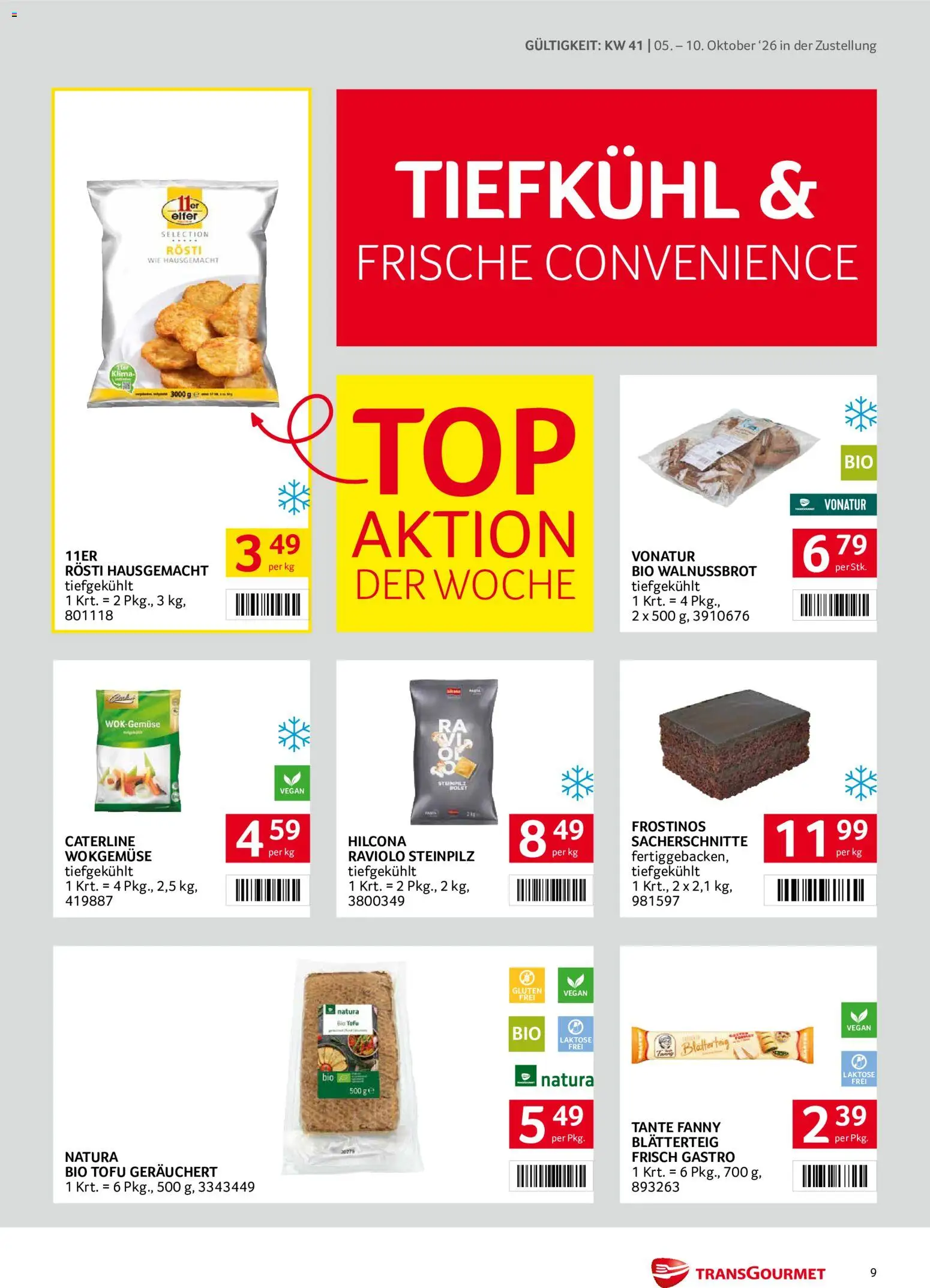 Transgourmet Zustellaktion gültig ab 05.10.2026 | Seite: 9 | Produkte: Gemüse, Tofu