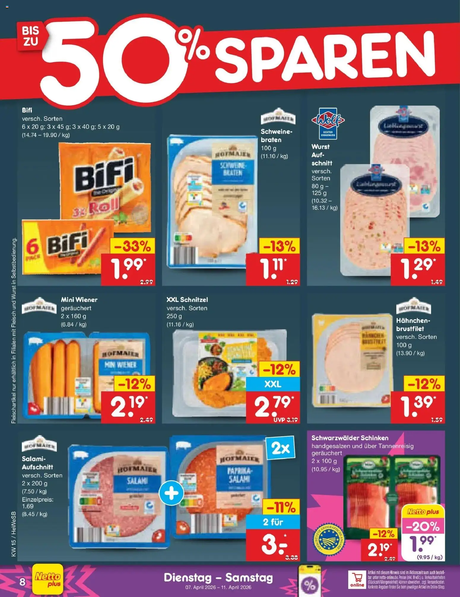 Netto Marken-Discount Prospekt Hamburg	 – gültig ab 07.04.2026 | Seite: 10 | Produkte: Hahnchen, Bifi, Paprika, Wurst