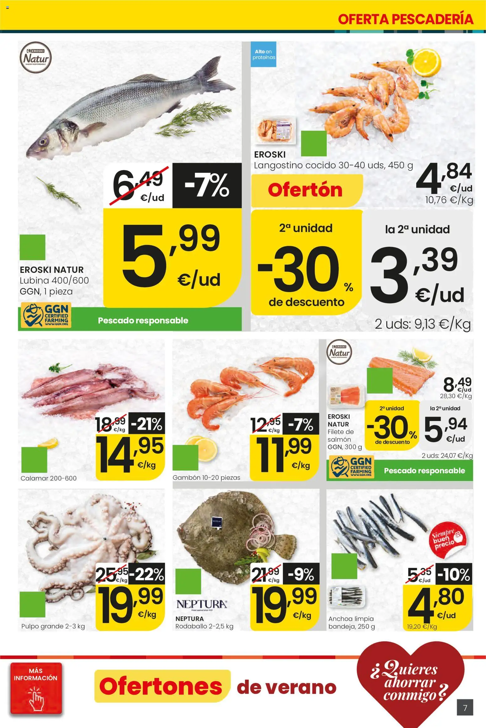 Eroski Ofertones de verano │ válido desde el 28.05.2026 | Página: 7 | Productos: Pescado, Filete, Anchoa, Langostino